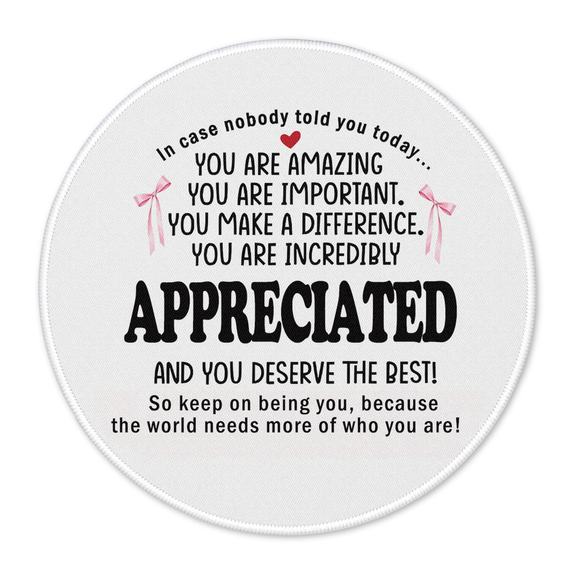 ZNGFON You Are Incredibly Appreciated Round Gaming Mouse Pad, Pink Appreciation Round Mousepads for Desk Office Computers Laptop Accessories, Thank You Office Supplies Gifts for Women, 7.9x7.9 Inch