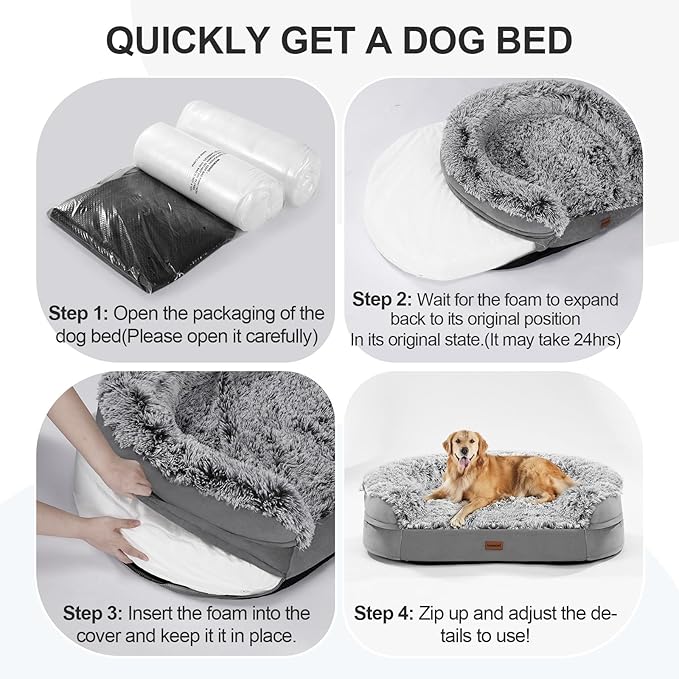 Cama Semicircular para Perro Grande 112cm Ortopédica Lavable miniatura 9