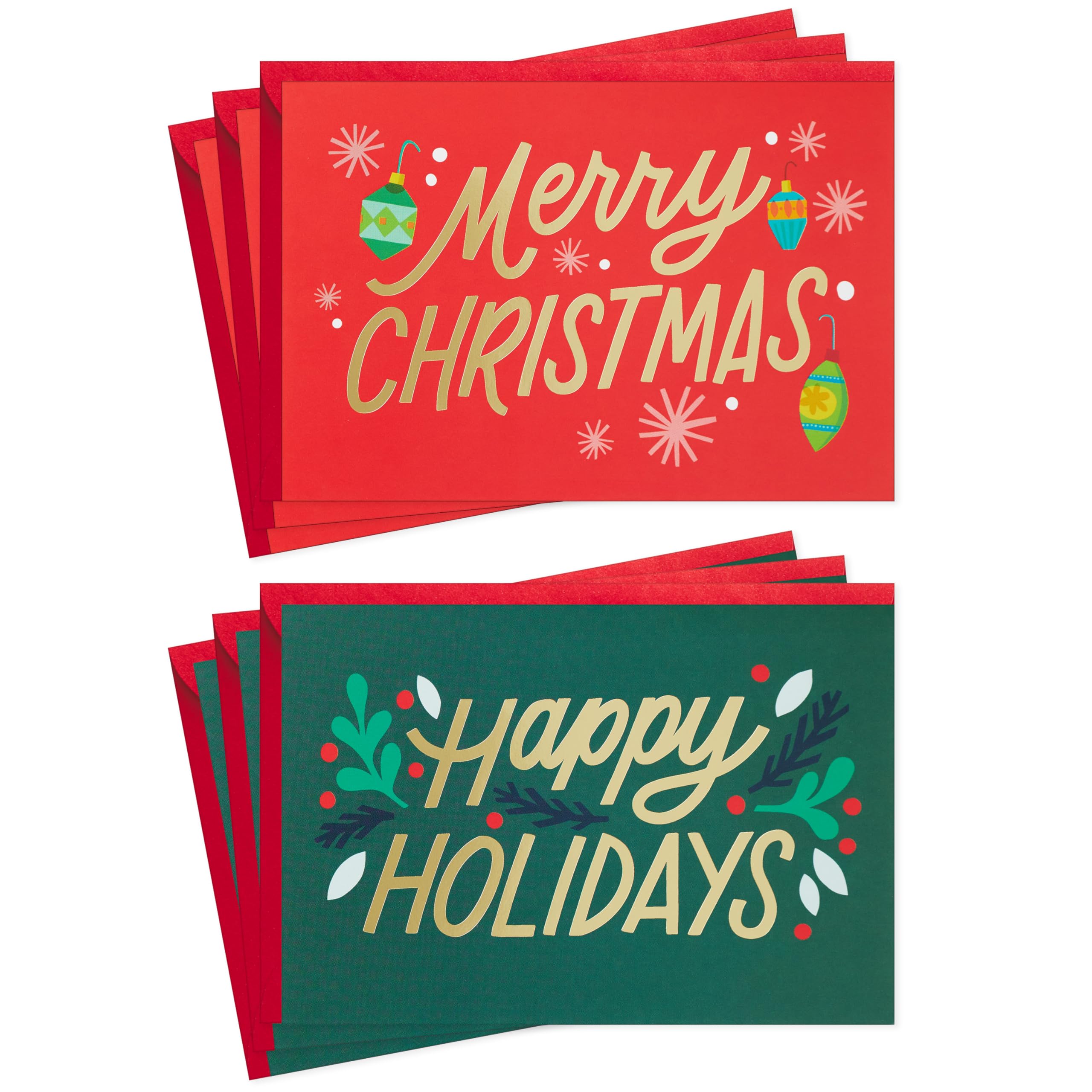 Hallmark Modern Holiday Greeting Card Assortment (6 Cards with Envelopes) Happy Holidays, Merry Christmas
