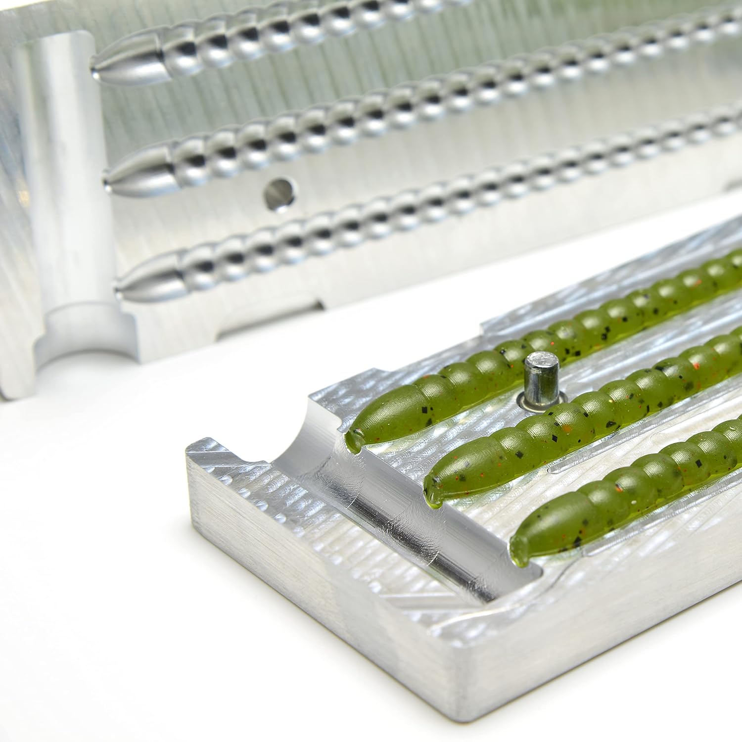 Soft Plastiс Mold Lure Making Injection Molds Fishing Lures Three Cavity Gulp Shaky Worm 5'' (Aluminium)