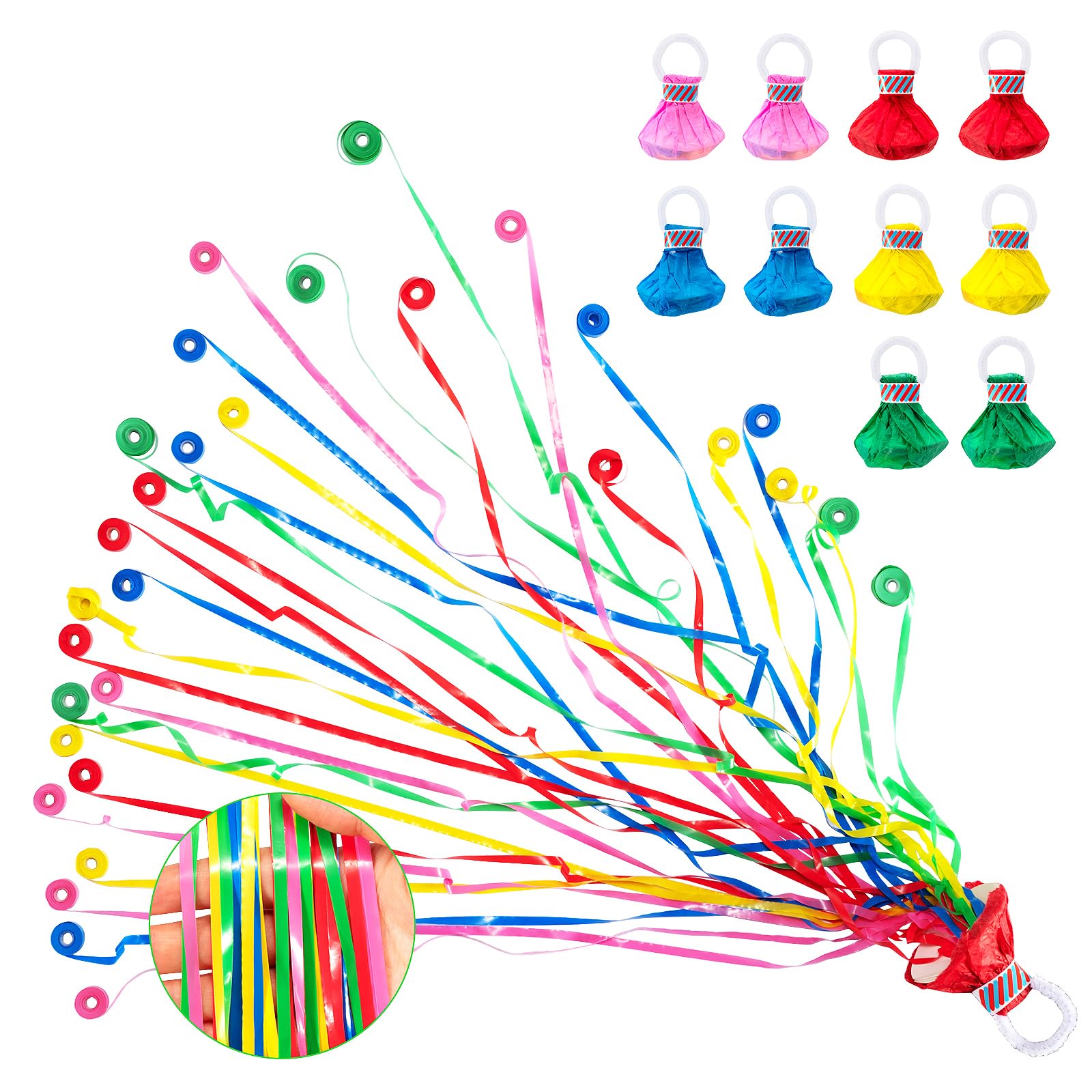 Confetti Poppers, 10 Pack Plastic No Mess Streamers, Party Poppers for Birthday,Wedding,Celebrations,Graduation Party (Colorful 2, 10 Pack)