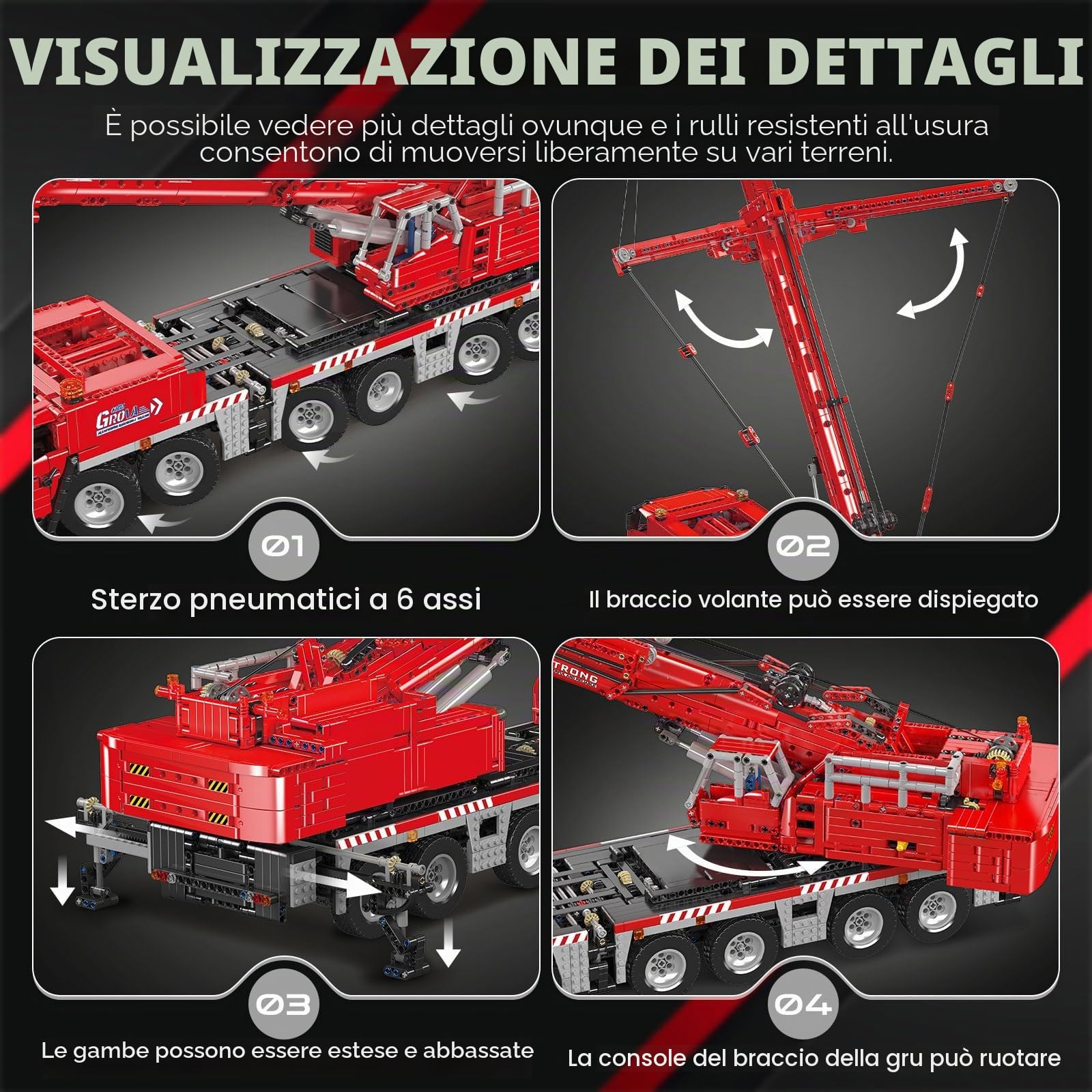 Mould King 17065 GMK Kit di costruzione di gru mobile, 4566+ pezzi modello di camion ingegneria con motori compatibile STEM giocattolo di costruzione per adulti e adolescenti