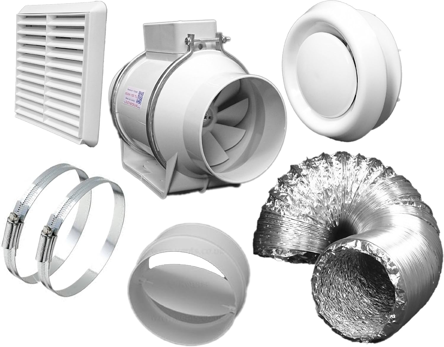 High Power Inline Loft Mounted Bathroom/Toilet Extractor Fan Kit 4