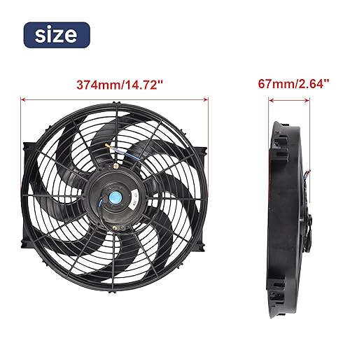 Vista 68 de Kit de montaje de ventilador de refrigeración de radiador eléctrico de 12 pulgadas, ventilador de radiador de alto rendimiento con kit de montaje