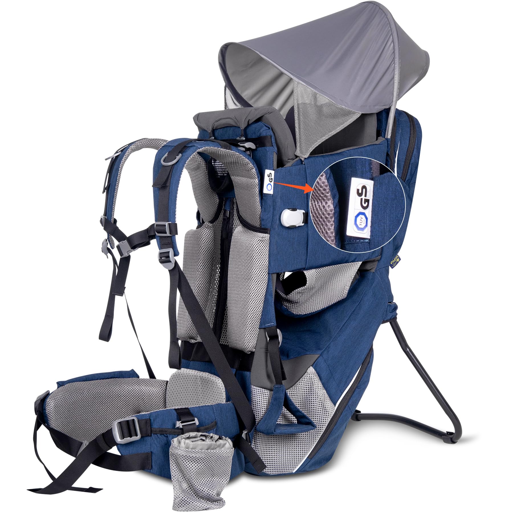 Photo 1 of Baby Backpack Carrier, Premium Toddler Carrier Hiking Backpack with Sun Shade- Safe and Comfort Adjustable Child Seat, Toddler Hiking Baby Carrier with Large Storage&Adjustable Straps(Blue)