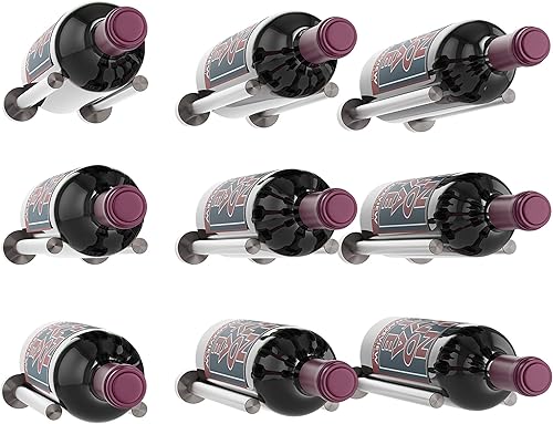 VintageView Vino Series - Estante para botellas de vino montado en la pared, elegante y moderno almacenamiento de vino con diseño de etiqueta hacia