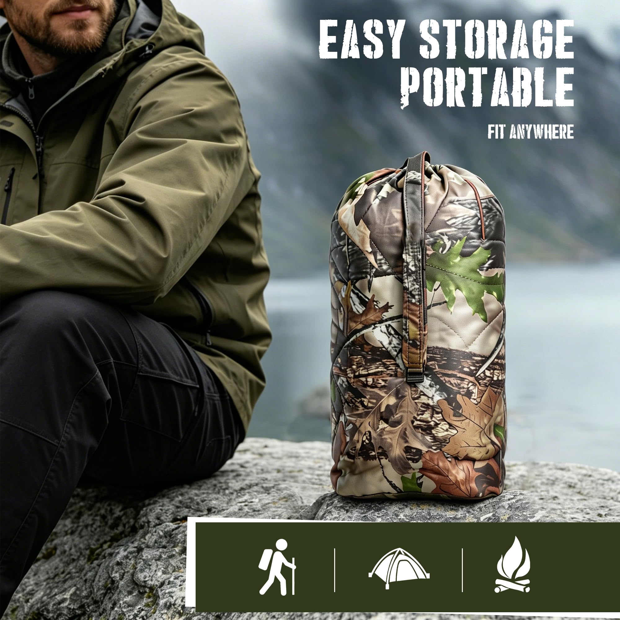 Lenotos Couverture Woobie - Isolation thermique - Poncho militaire - Imperméable - Portable - Isolation - Pour la randonnée - Survie - Avec sac de transport de compression