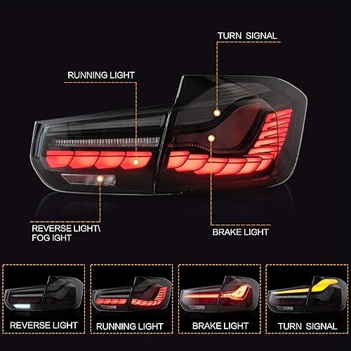 Miniatura 2 de VLAND Conjunto de luces traseras OLED para BMW M3  Serie 3 F30 F35 F80 Sedan 6 generación 2012-2018, lámpara trasera mejorada con escamas de dragón