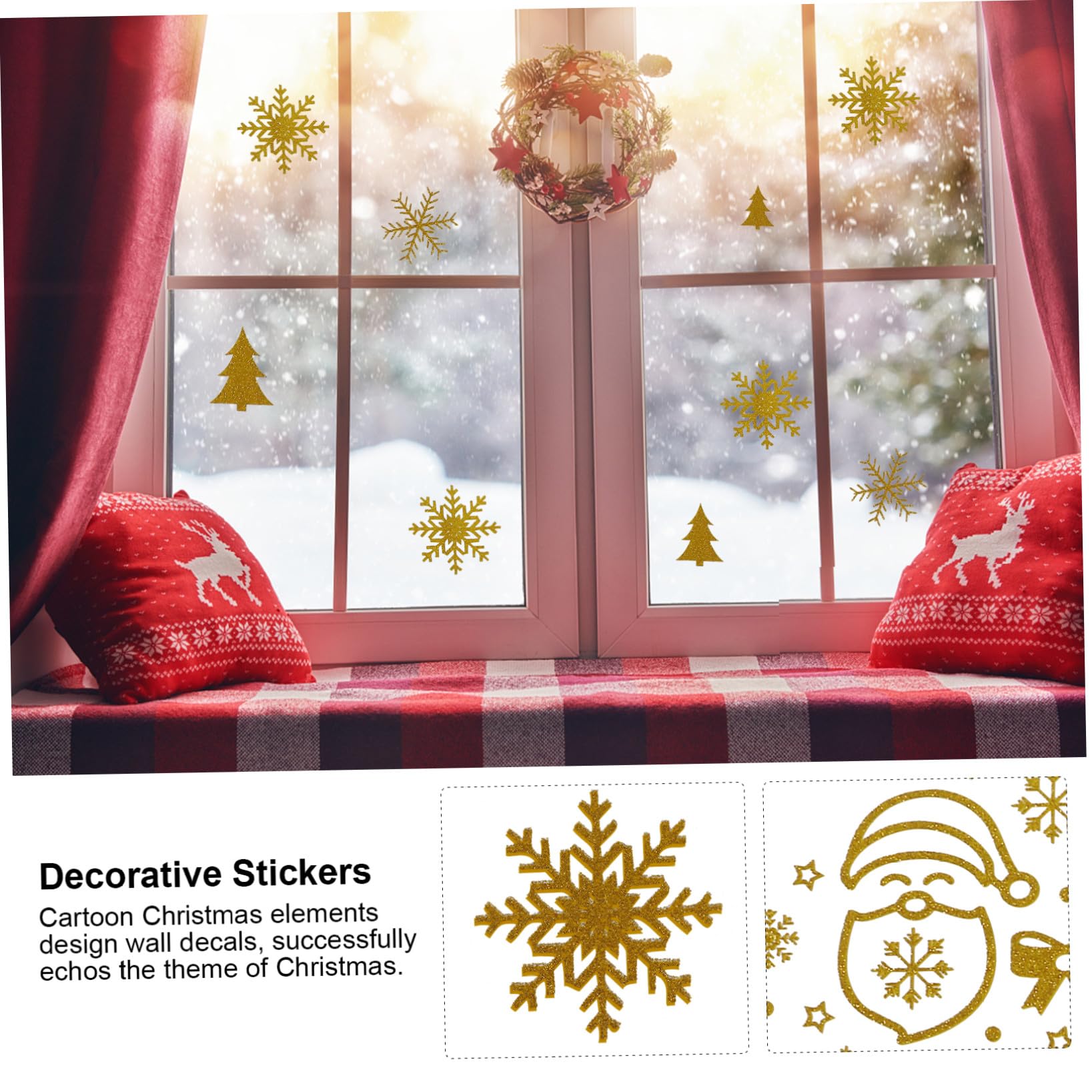 TOPBATHY 6 Stück Weihnachtsaufkleber Weihnachts Fensteraufkleber Urlaubswand Cartoon Aufkleber Winter Mittelstücke Cartoon Weihnachten 3D Aufkleber Winterdekoration Für Zuhause