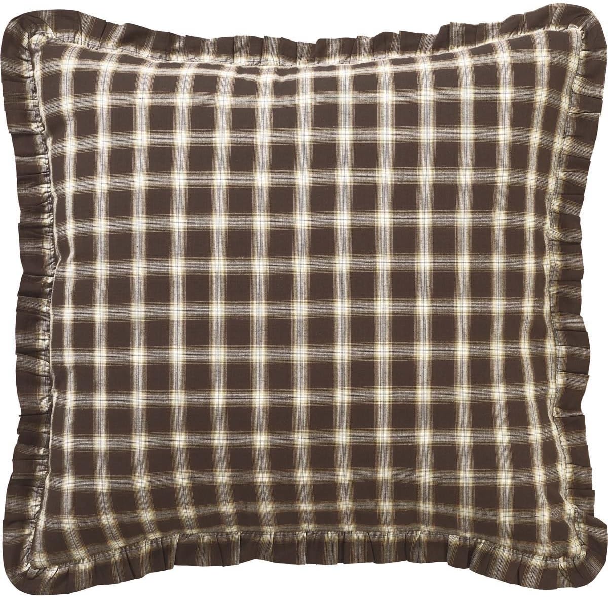 VHC Brands Rustic & Lodge Farmhouse Bedding-Rory Fabric Euro Sham, 26x26, Chocolate Brown
