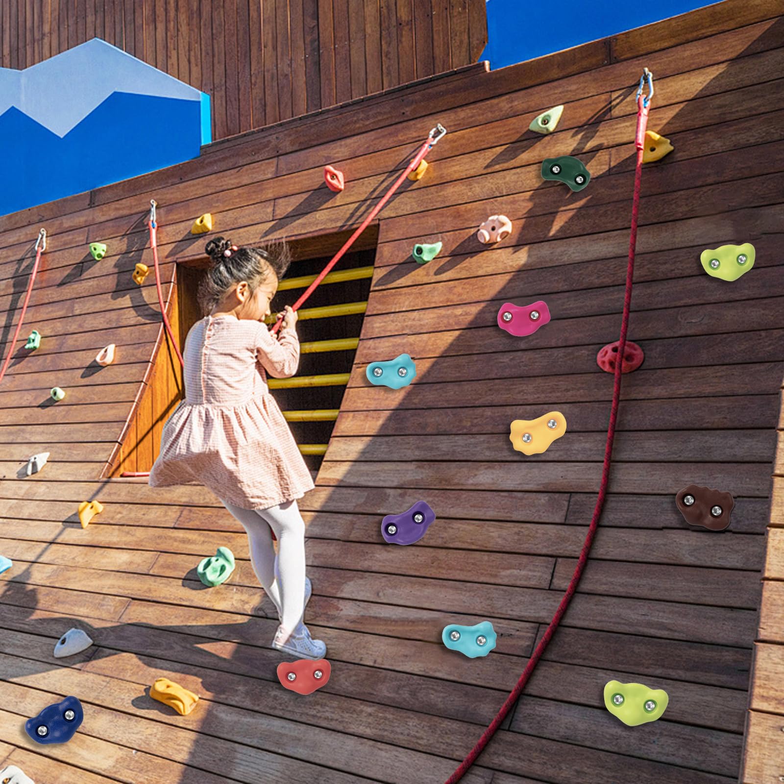 Prises d'escalade, Pierres d'escalade Enfants pour Tours de Jeux et Murs d'escalade, Ensemble de Prise Escalade comme Cadeau d'anniversaire ou de fête, 10 Couleurs