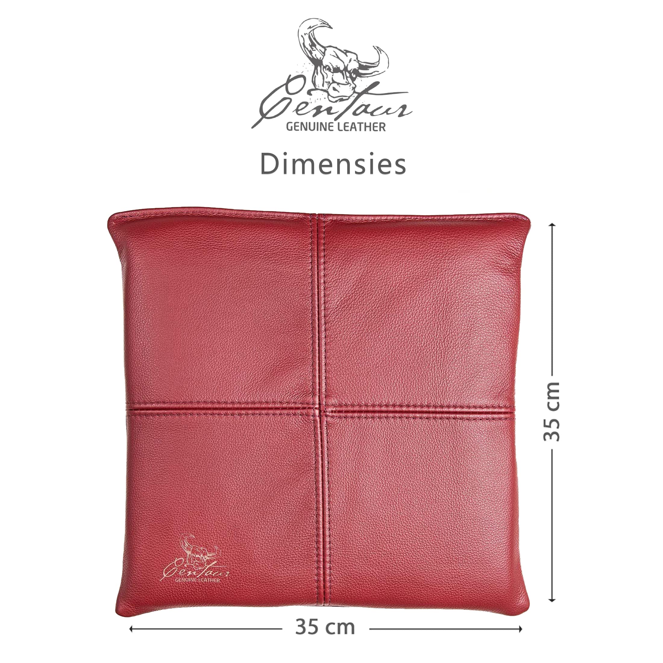 Centaur - Zitkussen 40 x 40cm Cognac/Vintage handgemaakt van leer - lederen kussen voor bank, stoelkussen voor bank, bankkussen - bankkussen lederlook - Made in Germany