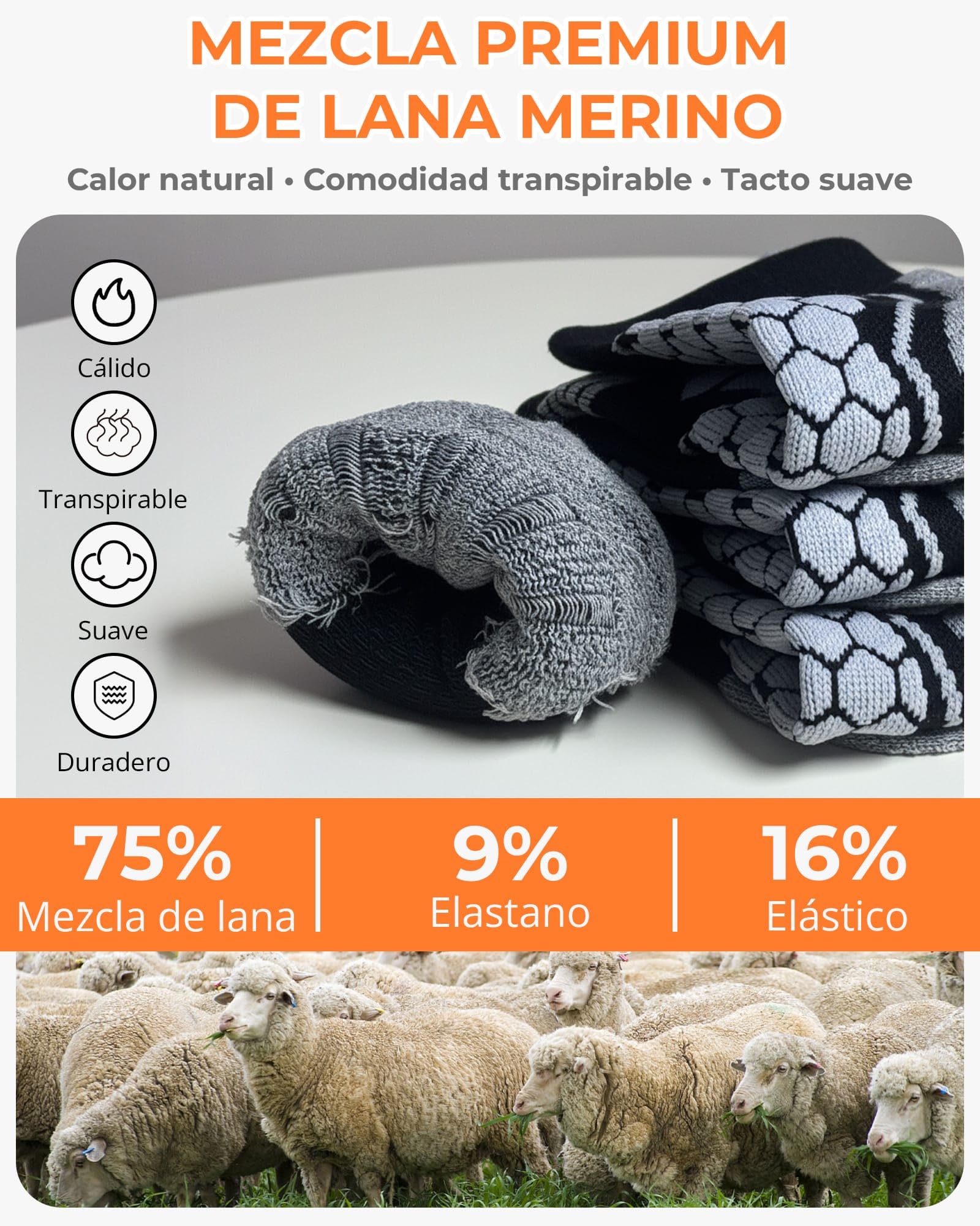 Calcetines de Esquí Lana Merino Térmicos – 2 Pares Calcetines Altos para Hombre y Mujer, Cálidos, Transpirables e Imbottados para Nieve, Snowboard y Invierno