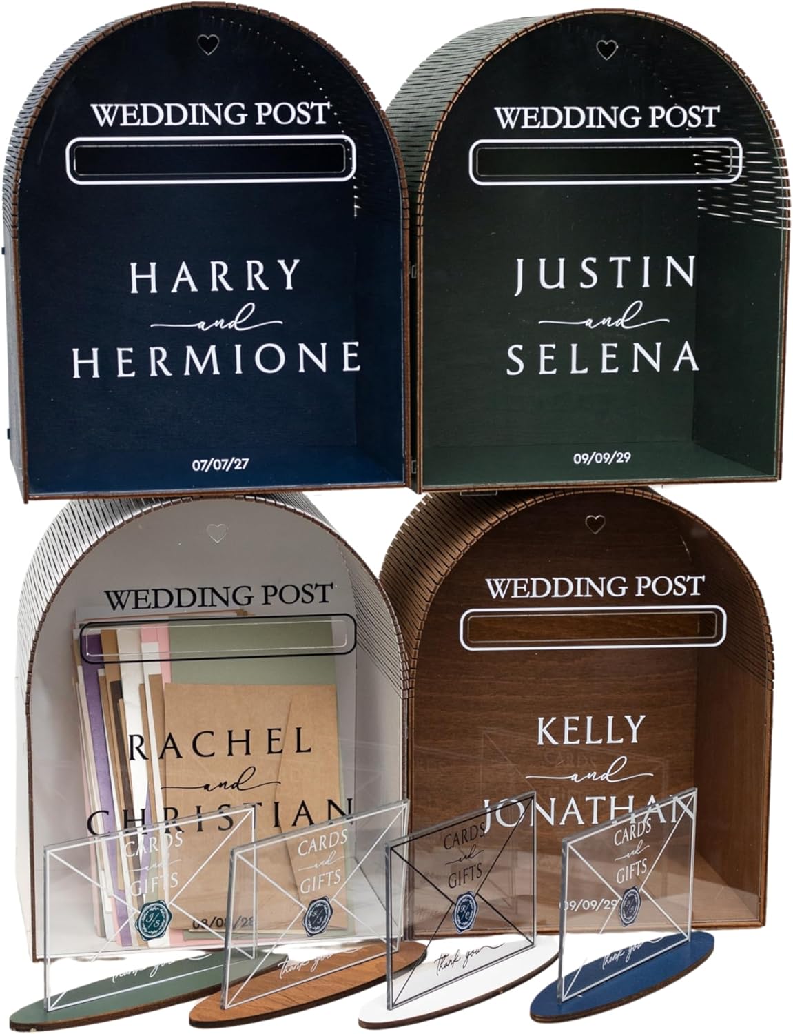 Wedding Card Box Personalized - Rustic Wedding Decorations for Reception Inside - Wood Card Box For Gift - Post Box Holder with Slot for Honeymoon Bridal Baby Shower Birthday