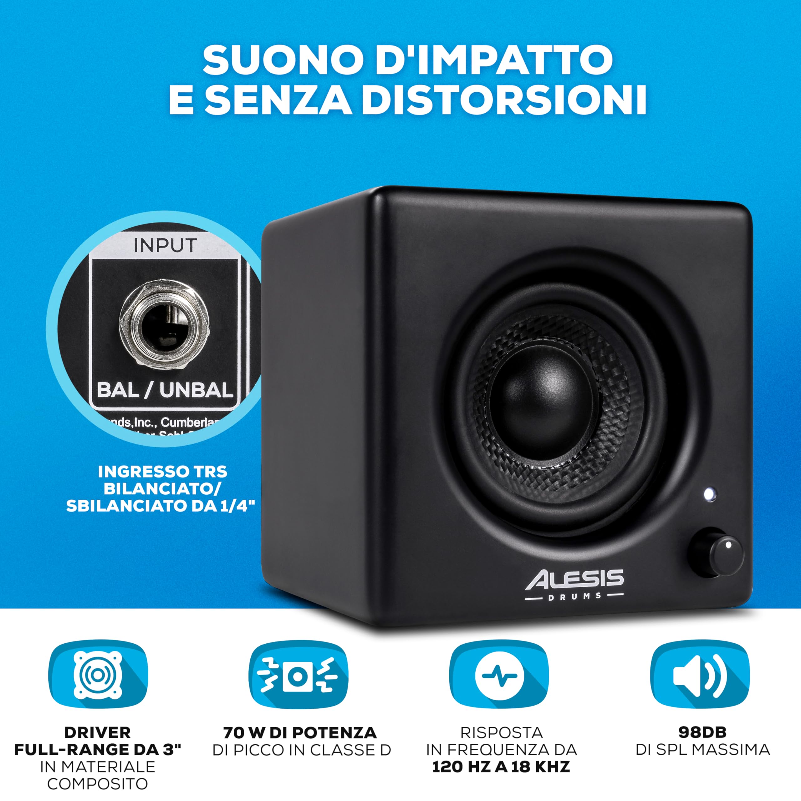 Alesis Nitro Max Kit e Amp - Batteria Elettronica a 10 Pezzi con Pelli Mesh, Rullante a Doppia Zona da 10", Bluetooth, USB MIDI, e Cassa Monitor Montabile 70W