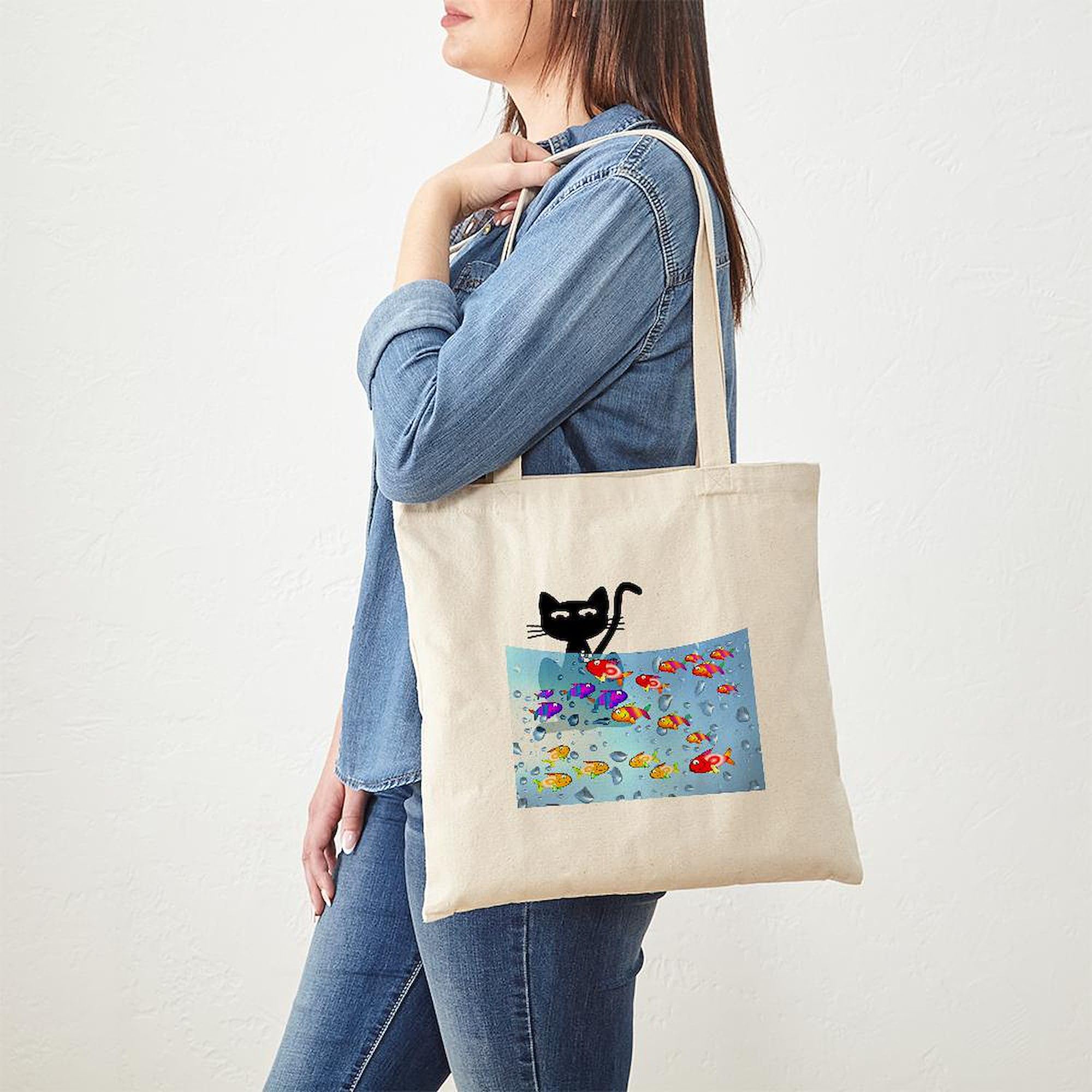 Yukon Whimsical Cats Canvas Tote Bag - Cute & Reusable Grocery Shopper