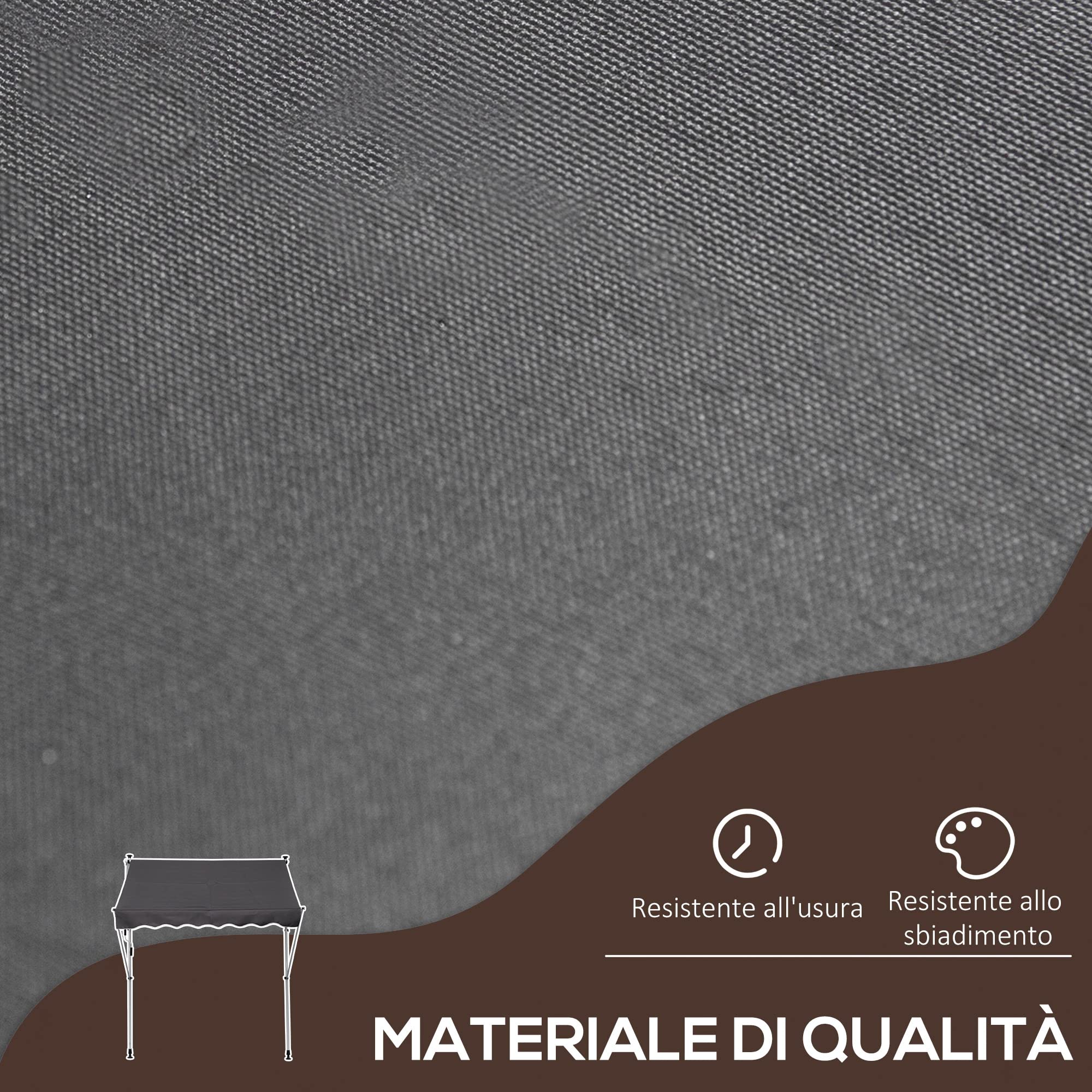 Outsunny Tenda da Sole per Esterno 2x1.5 m per Esterno a Rullo con Manovella, Telaio Telescopico e Angolazione Regolabile, Grigio