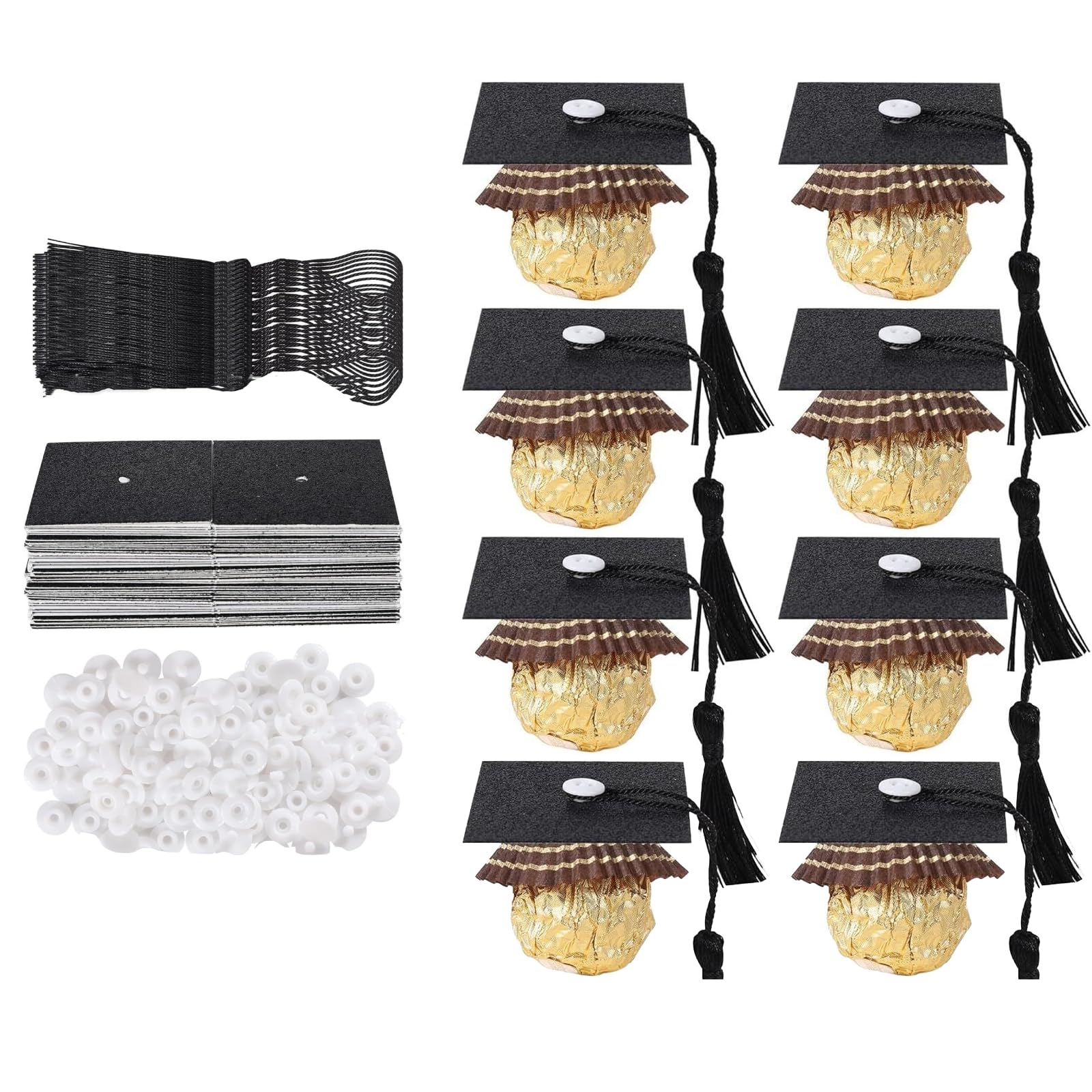 20Pcs Graduation Cap Cupcake Toppers for Chocolate and Cake Decorations,Graduation Decorations Congrats Grad Hats Cupcake Picks with Tassel Adhesive Dots for Class of 2026 Party Supplies