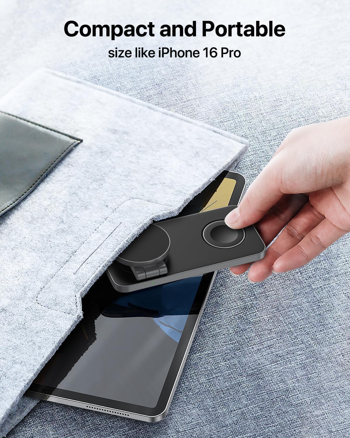 Chargeur sans Fil Mag-Safe 3 en 1 Station de Charge Pliable pour iPhone 17 16 15 14 13 12 Air, Apple Watch, AirPods Pro