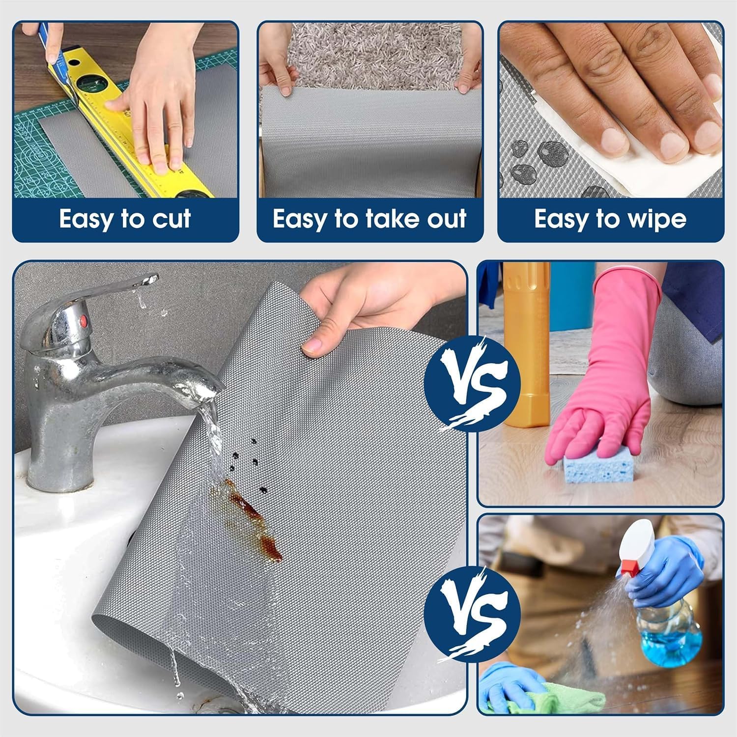 AJS ENTERPRISE Drawer Liners, Waterproof Shelf Liner, Anti-Slip Mat for Kitchen Cupboard Cabinet Liner Refridge Fridge Mats Sink Protector Strong Durable for Home (Grey, 45Cm x 5M) 2