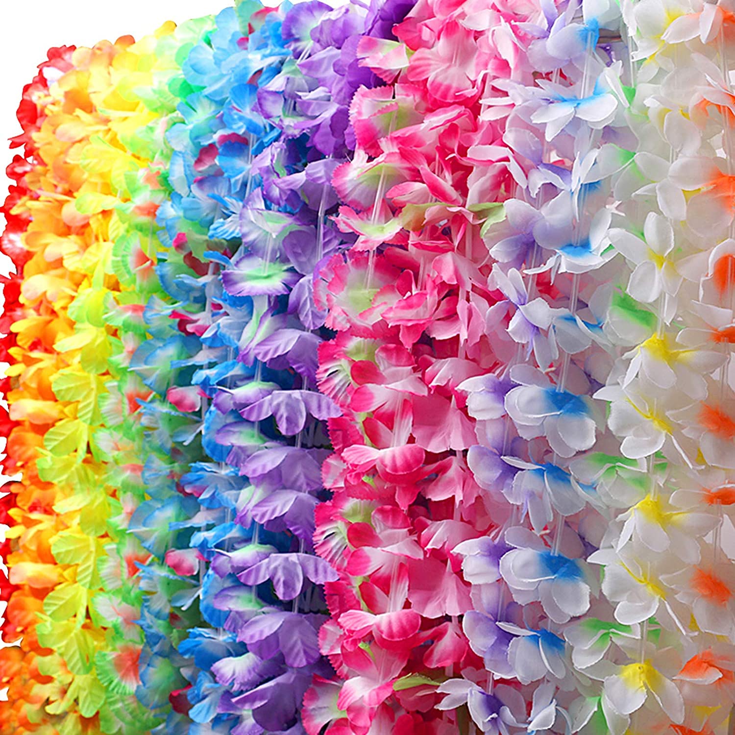 Guirlandes Hawaïennes 36 Pièces - Colliers Fleurs Luau - Fête Tropicale - Multicolores