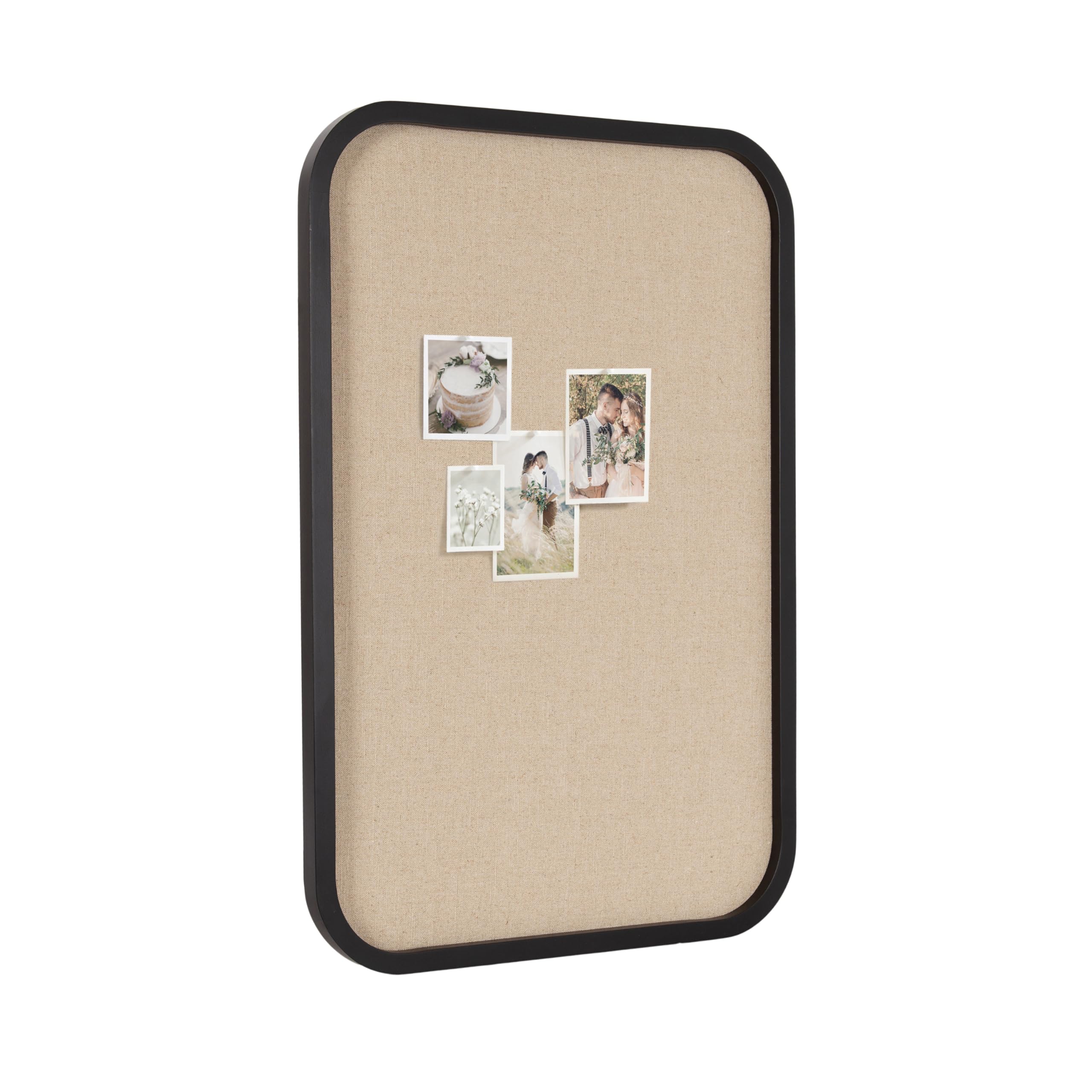 Kate and Laurel Hutton Transitional Wall Pinboard, 20 x 30, Black, Modern Rounded Rectangle Wall Organizer for Use as Cork Board, Vision Board, or