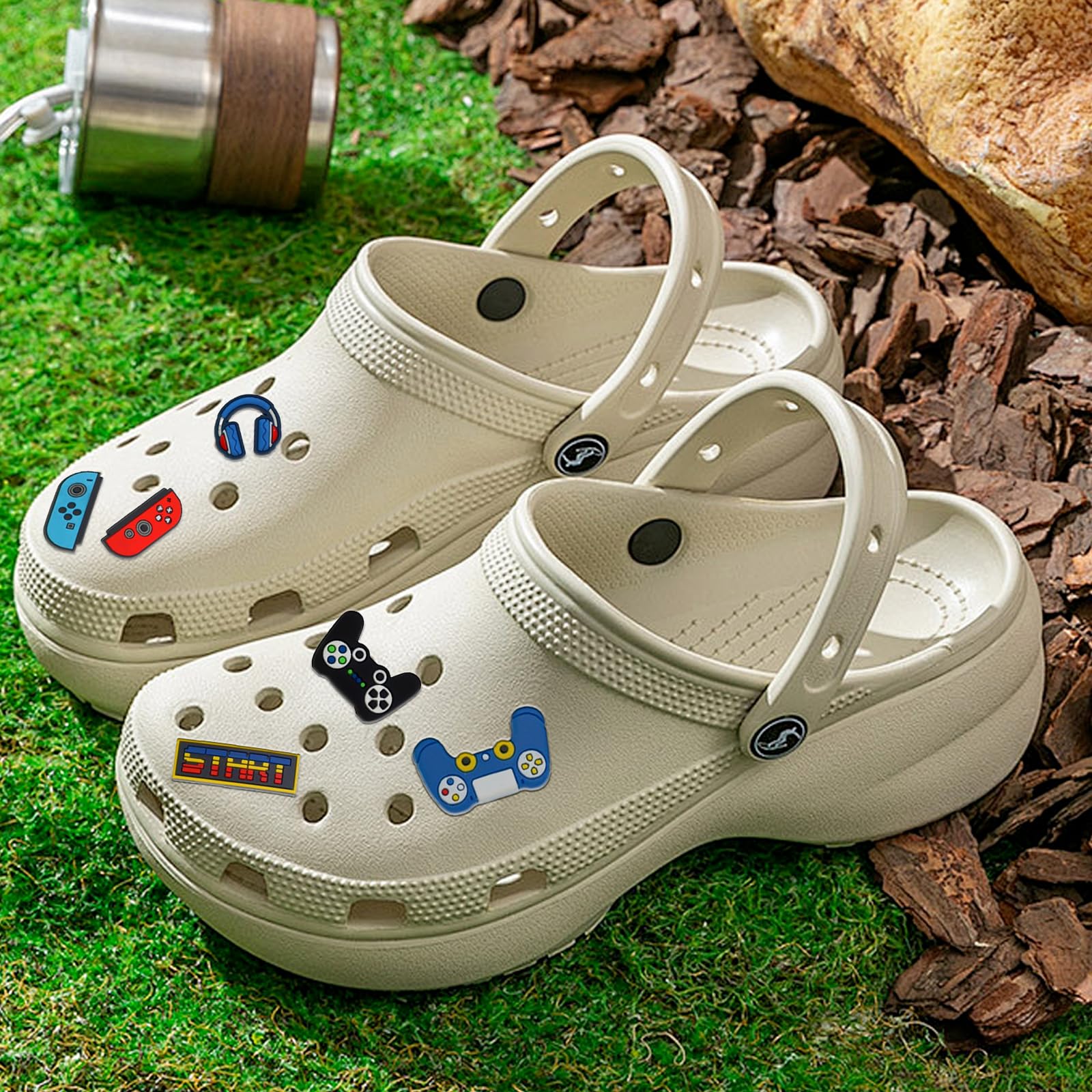 Zestaw przypinek do butów, charmsy z gamepadem, biżuteria do butów, zabawne i jedyne w swoim rodzaju szpilki Crocs, dekoracyjne zawieszki do butów
