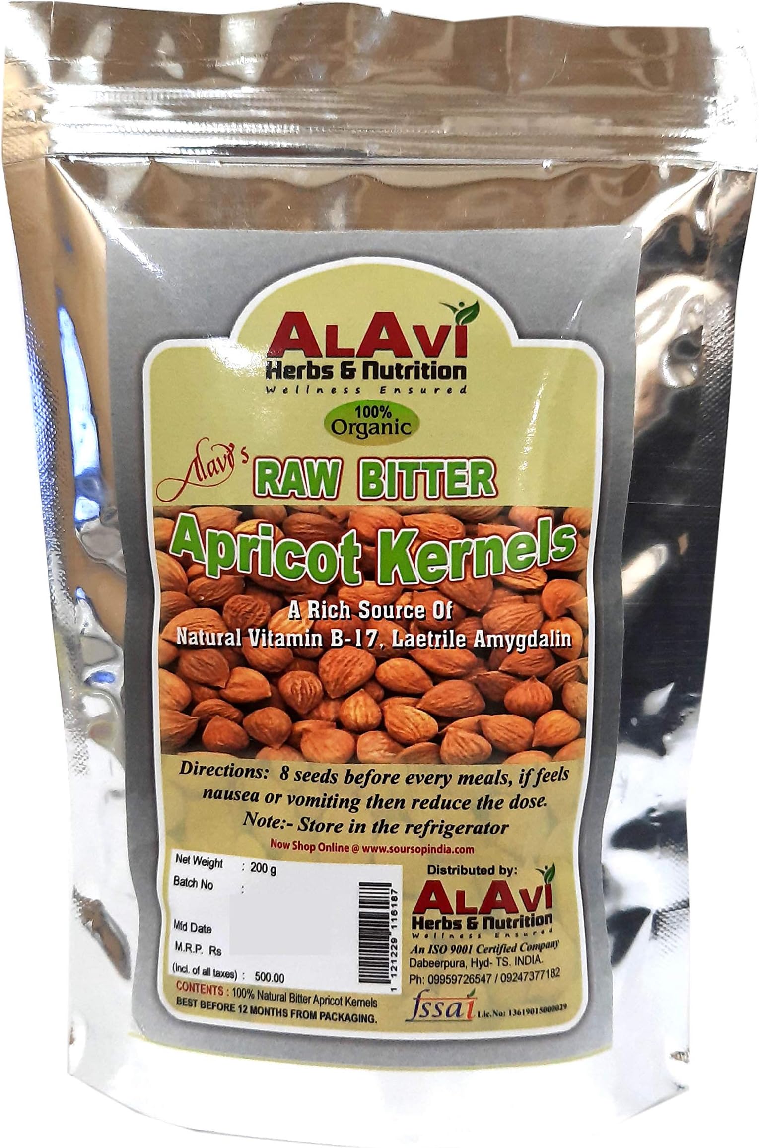 Alavi's APRICOT SEEDS 100% BITTER APRICOT KERNEL 200GR