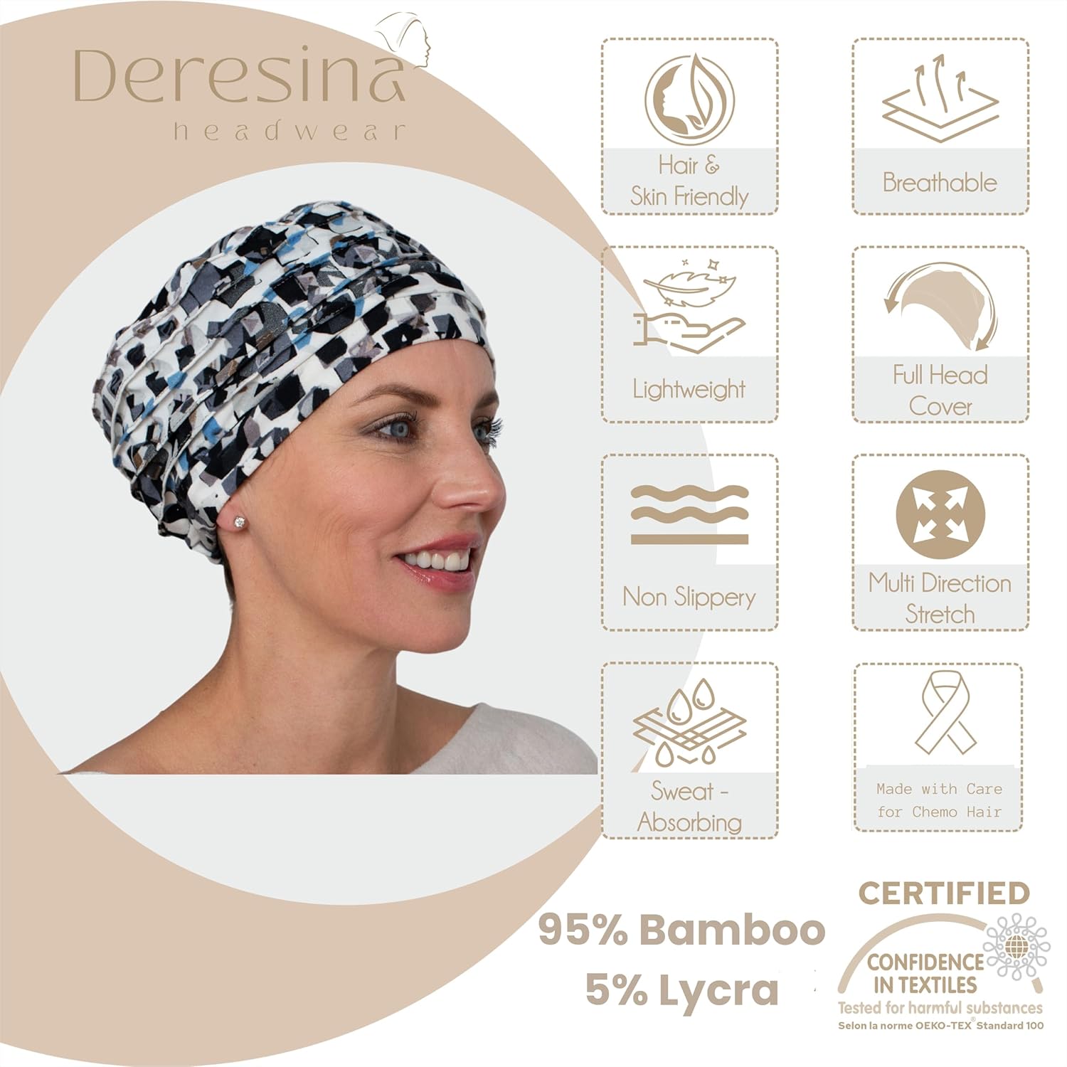 Deresina Harmony Viscose Chemo Headwear for Women – Double-Layer, Extra Soft, Full-Coverage Beanie for Everyday - Image 2