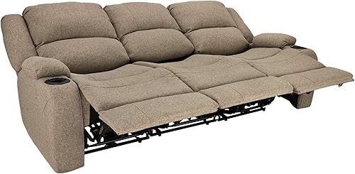 Miniatura 9 de RecPro Charles Powered - Sofá reclinable doble y sofá biplaza Muebles de pared Hugger RV – Tela de avena de 80 pulgadas
