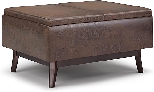 Miniatura 11 de SimplIHome Owen - Otomana de almacenamiento para mesa de café pequeña con tapa en forma de bandeja, rectangular, de 34 pulgadas de ancho, moderna de