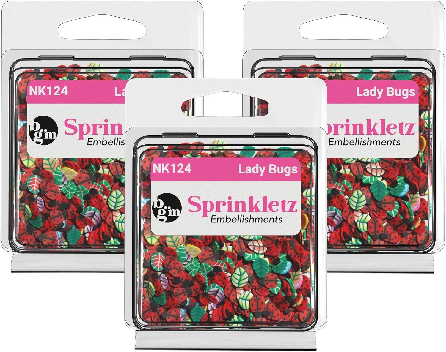 Buttons Galore Sprinkletz Polymer Clay Pieces for DIY Slime Add Ins Craft Embellishments 36 Grams 1500 Pieces - Spring & Summer (Ladybugs)