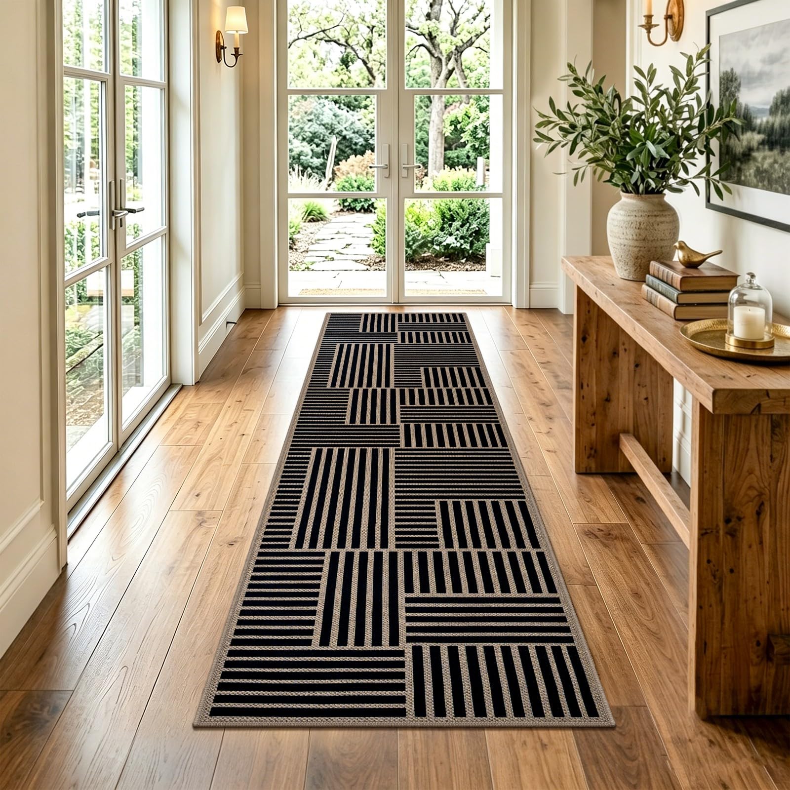 Alfombra de pasillo de 65x240 cm antideslizante lavable y atrapa la suciedad para cocina y entrada
