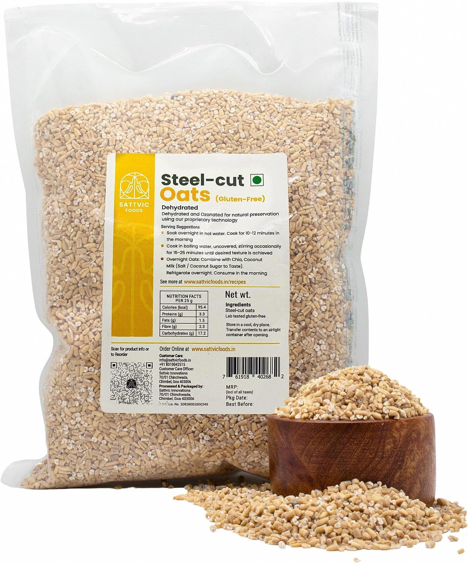 Steel Cut Oats (400 g) | Scottish Oatmeal, Gluten-Free & NON-GMO, Wholesome Breakfast Cereal | High in Dietary Fibre & Protein | Make Porridge, Baked Goodies