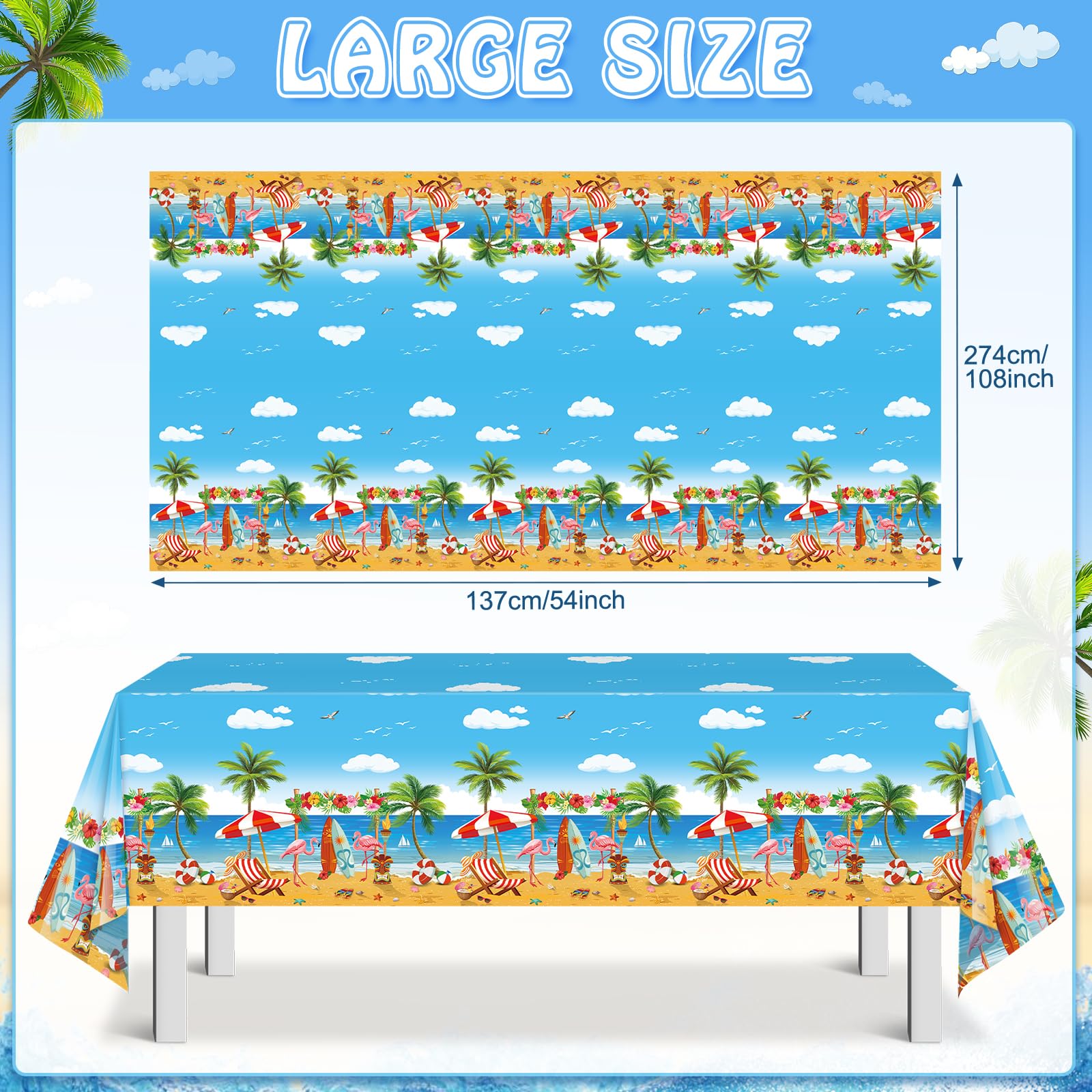 Amazon.co.jp: 6枚パック 夏 ビーチ プラスチック テーブルクロス