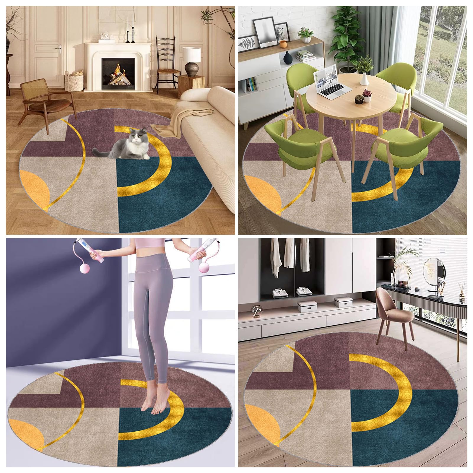 Sedia Ufficio Tappeto Rotondo Gaming Pavimento Tappetino di Protectors Pavimenti per Parquet Piastrelle Tappeto Salvapavimento Tappetino Tappetino Rotondo per Pavimento Multiuso 90 cm