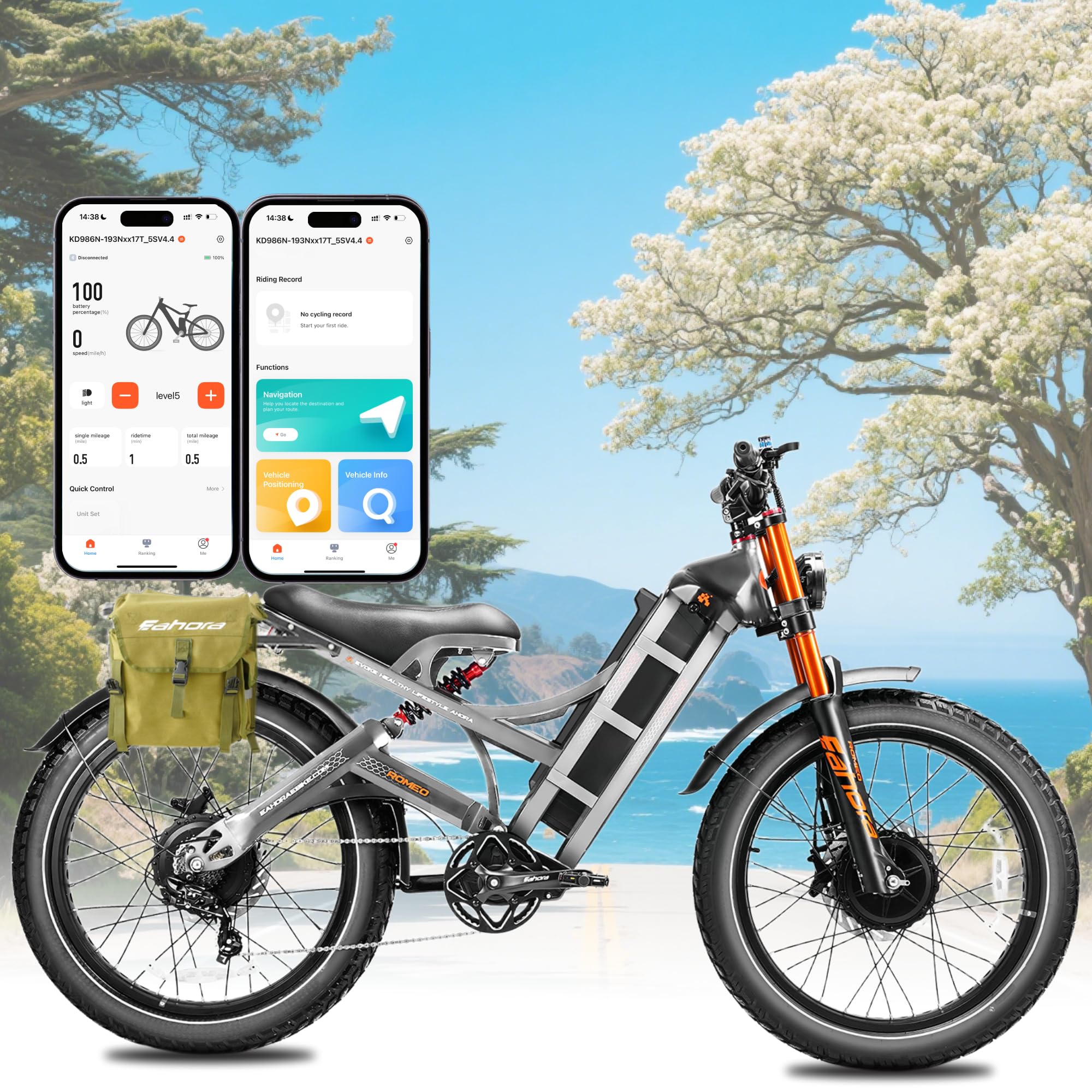 eAhora Romeo Pro 2 [2025 Lastest] Dual Motor Electric Bike for Adult, 52V/70Ah,200 Miles Long Range Ebike, 4000W 46MPH Electric Mountain Bike, 26
