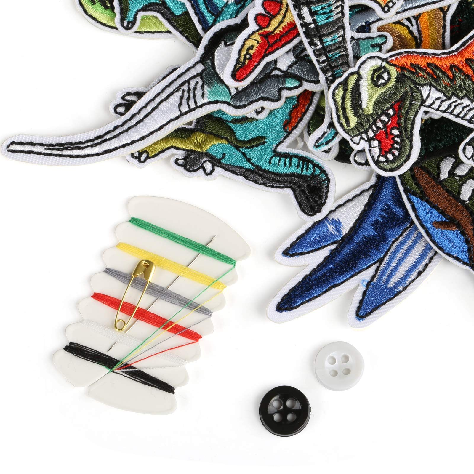 27 Parches Bordados De Dinosaurios - Para Ropa, Mochilas, DIY - Varios Tamaños Y Colores - Ideales Para Niños