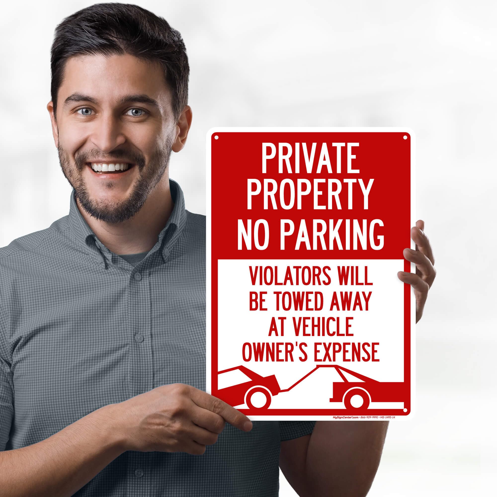 Private Property No Parking Sign, 10x14 Inches, Rust Free .040 Aluminum, Fade Resistant, Made in USA by My Sign Center