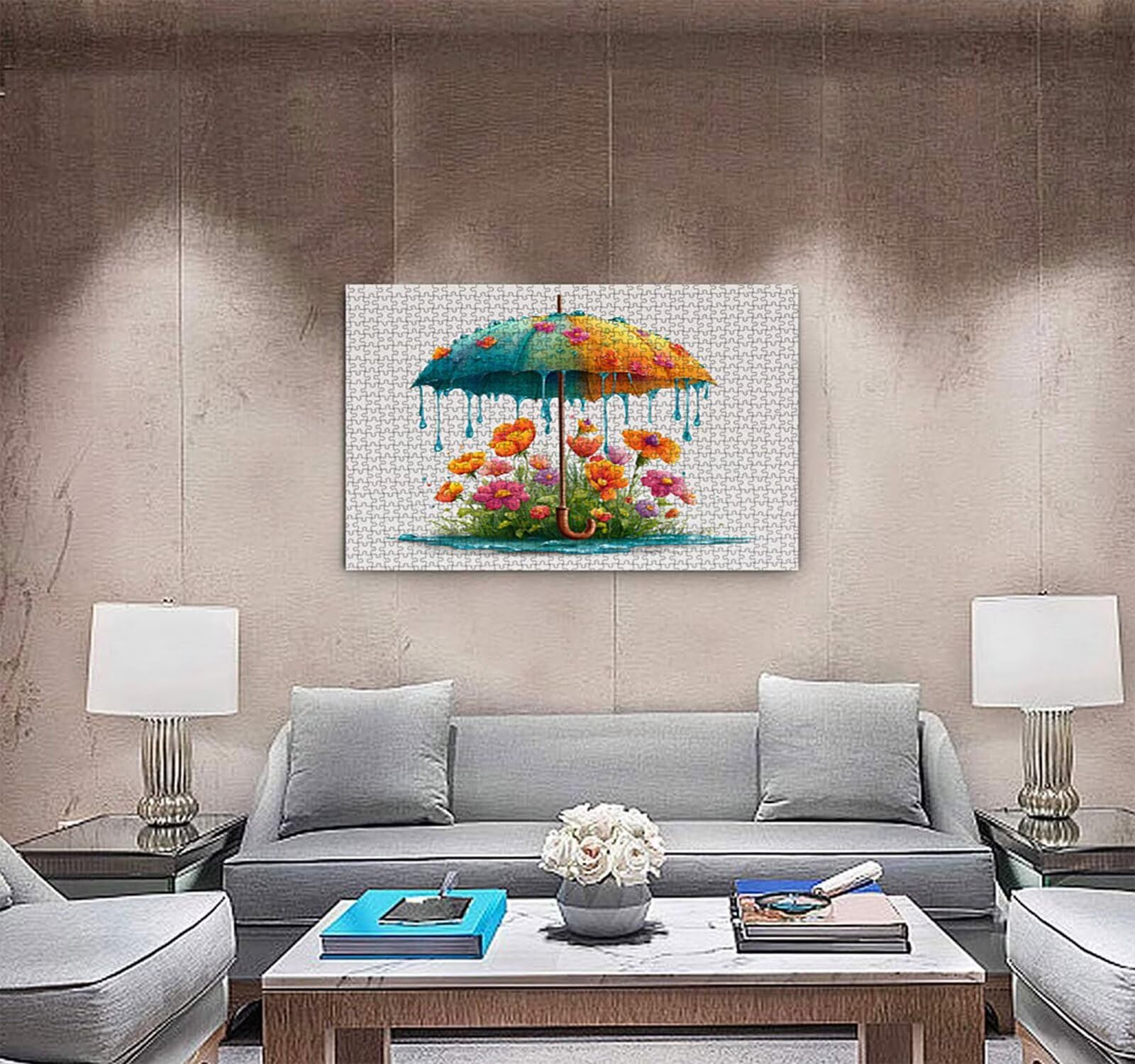Parasol kwiaty puzzle 2000 elementów, puzzle dla dorosłych, dorosłych, nastolatków, do aktywności w domu, trudne gry rodzinne, klasyczne puzzle jako prezent i dekoracja ścienna R3KH-735