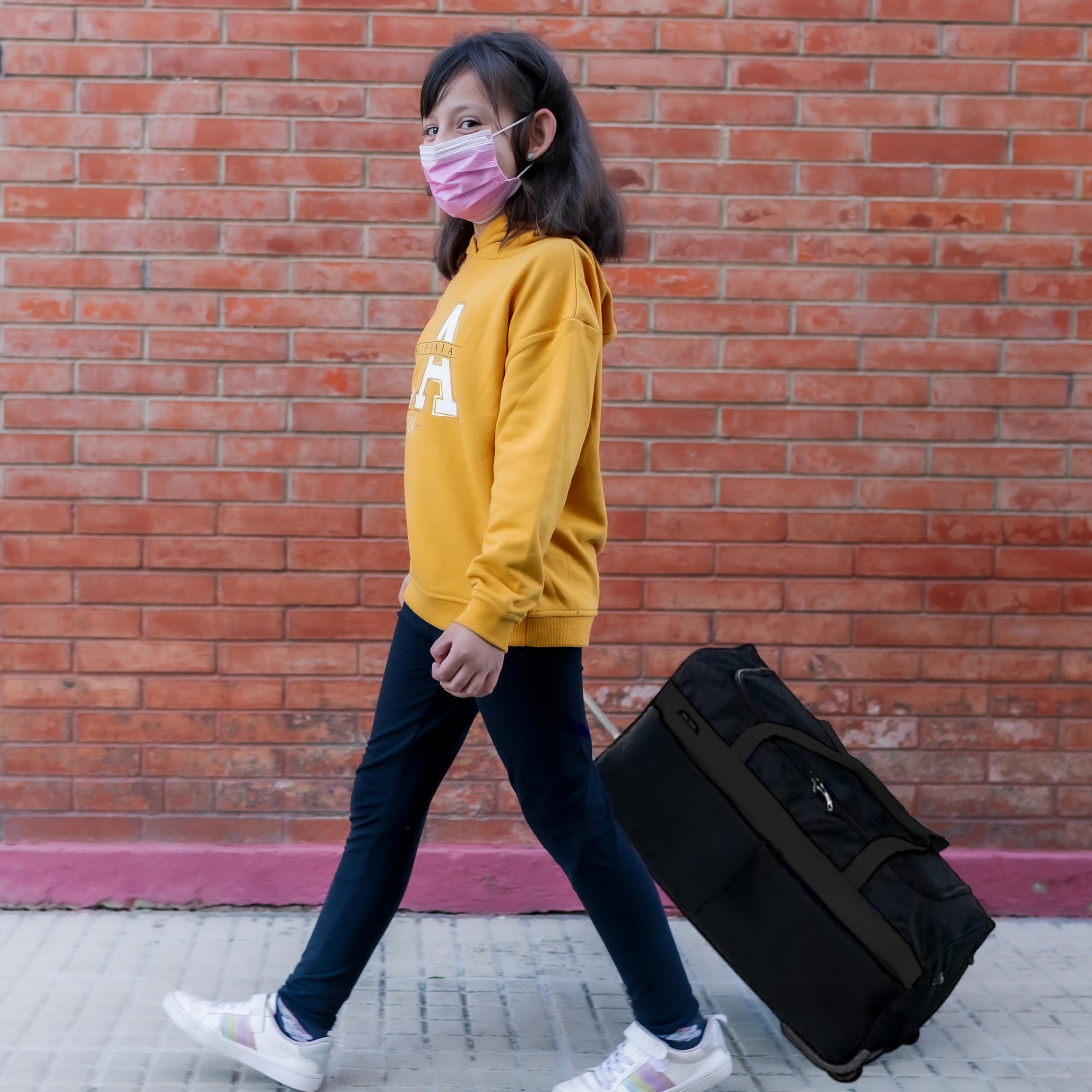 Bolsa de viaje plegable de 20 a 40 pulgadas con ruedas, ligera, 600D, maleta de mano para negocios y vacaciones, equipaje duradero, Black, 40 Inch, Maleta