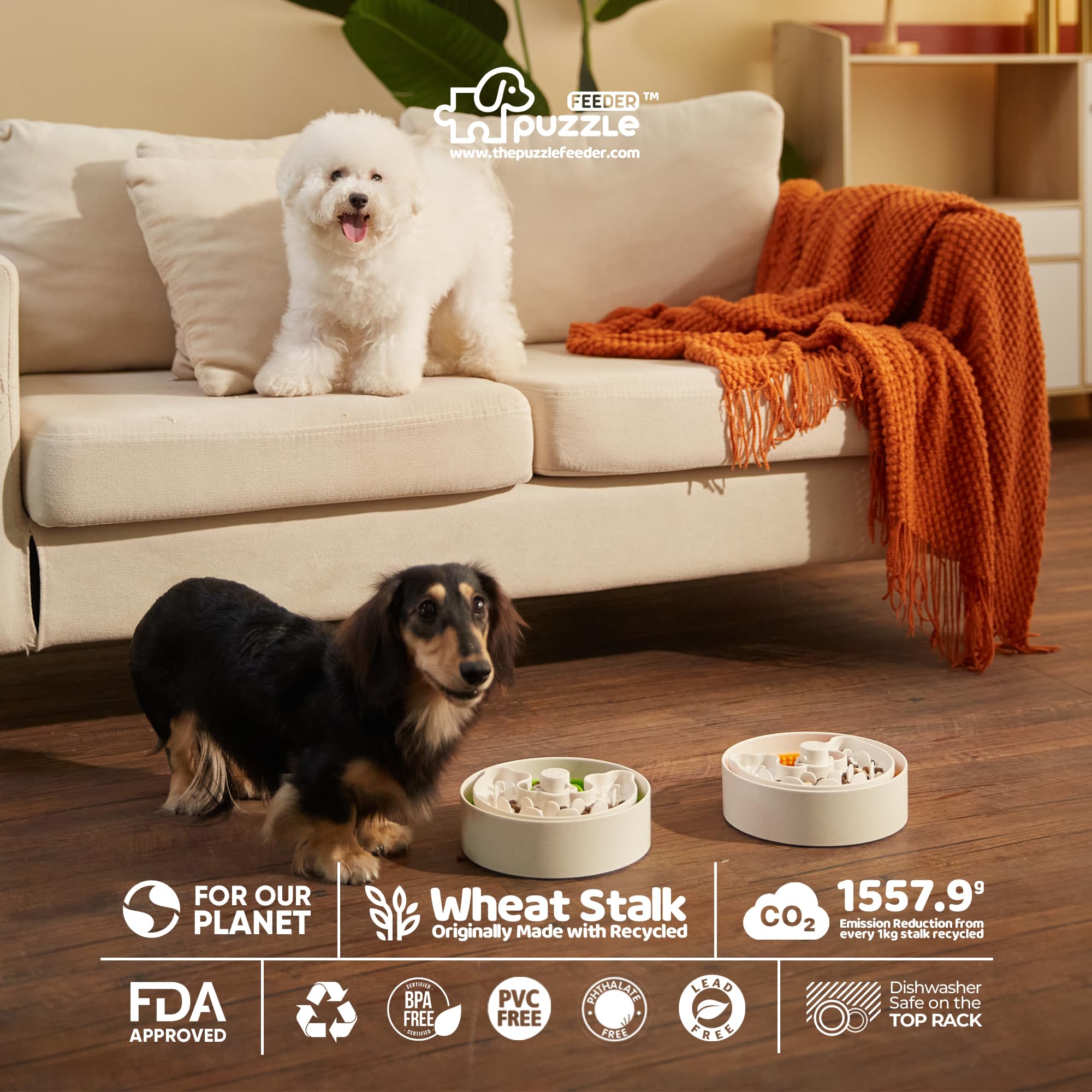 Pofly Slow Feeder Dog Bowl - 10 Inch Puzzle Bowl With Licking Mat & Maze Insert For Dry/Wet Food, Anti-Slip - View #7