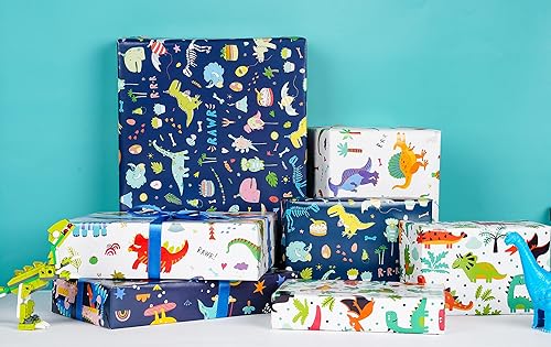 Miniatura 10 de Titiweet Papel de regalo de construcción, papel de regalo de camión para niños, niños, 12 hojas de papel de regalo para tractores y camiones para