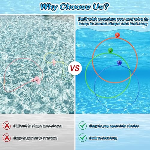 Miniatura 2 de Jasonwell Juguetes de piscina, anillos de buceo, 28 piezas, juego de piscina, juguetes de buceo con anillo de buceo, tesoros submarinos, bandidos de