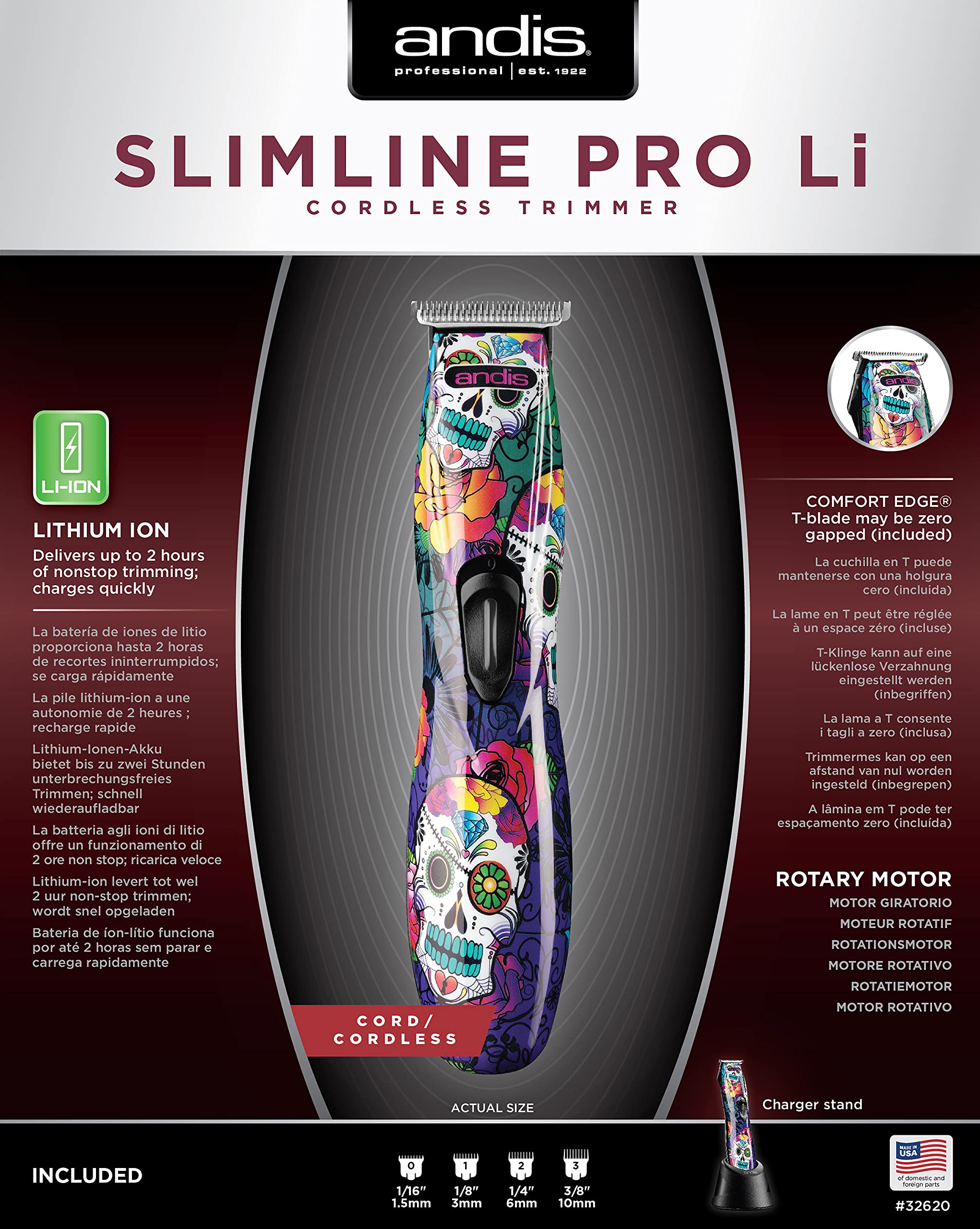 Andis HSM Slimline Pro Li T-Blade Sugar Skull Tondeuse 0,47 kg