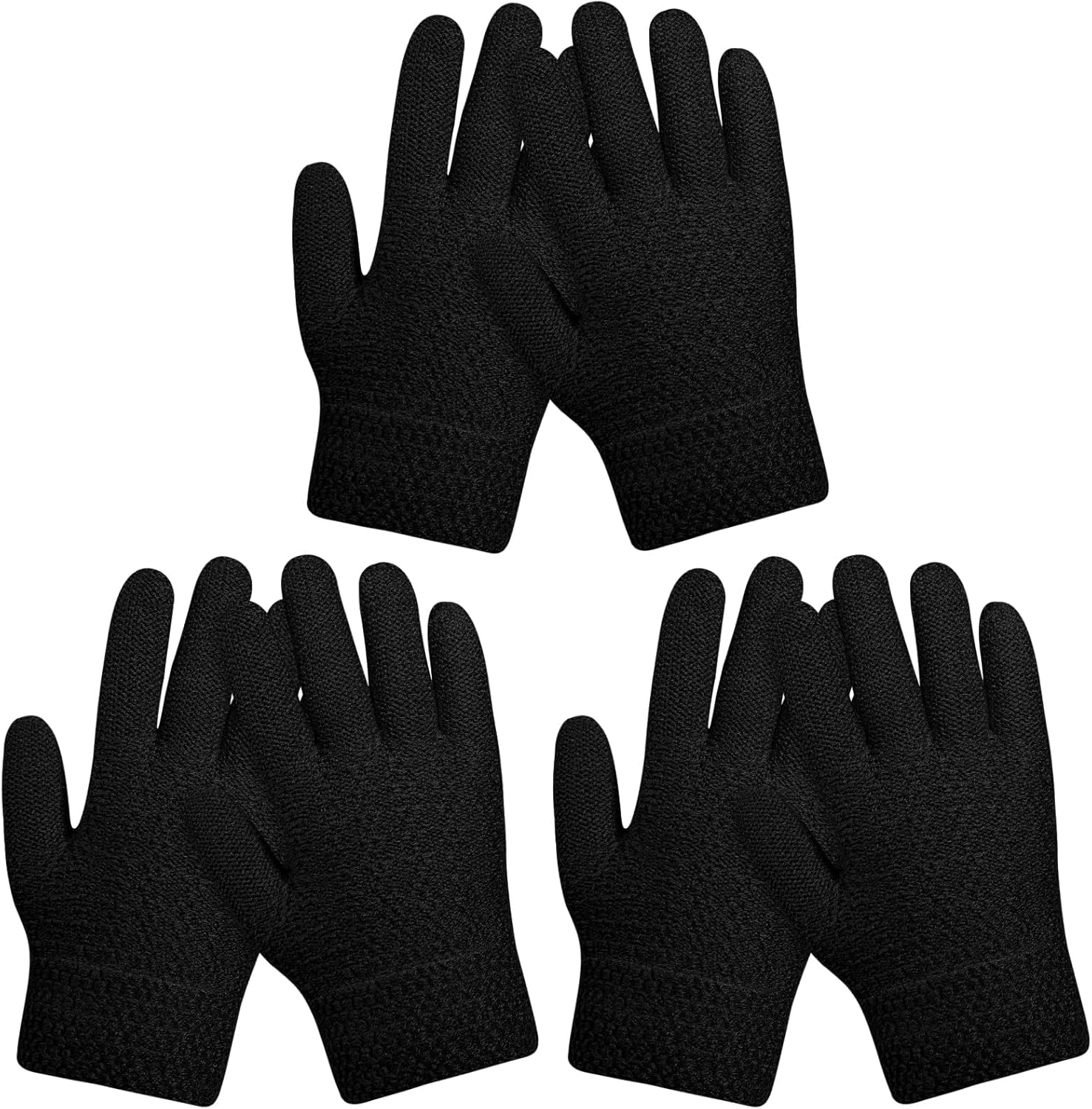 ONESING Kids Knit Gloves - Stretchy Gloves for Boys Girls Winter, Solid Finger Gloves for Children