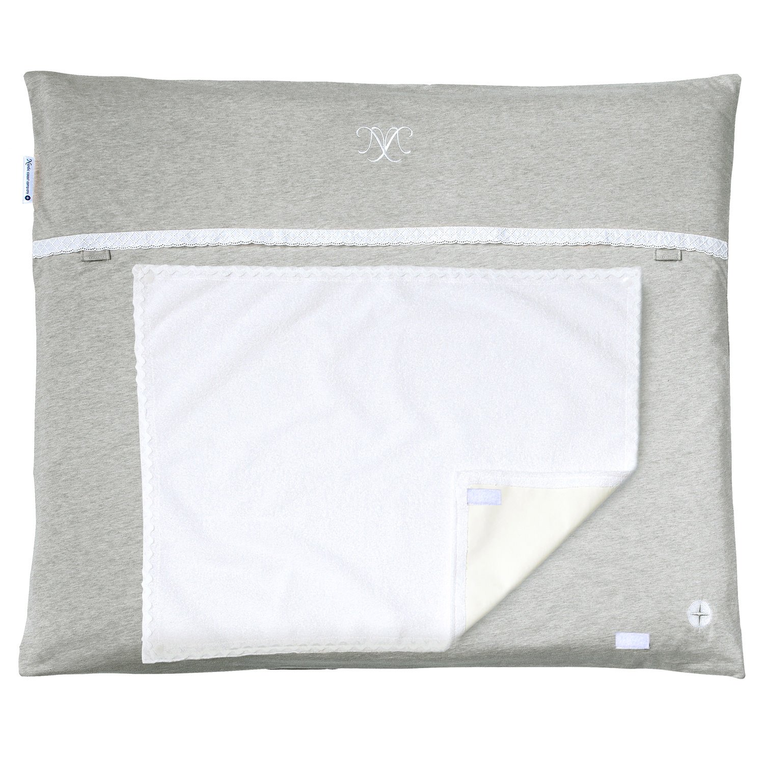 Nordic Coast Premium Changing Mat with Embroidery, 80 x 70 cm, Grey