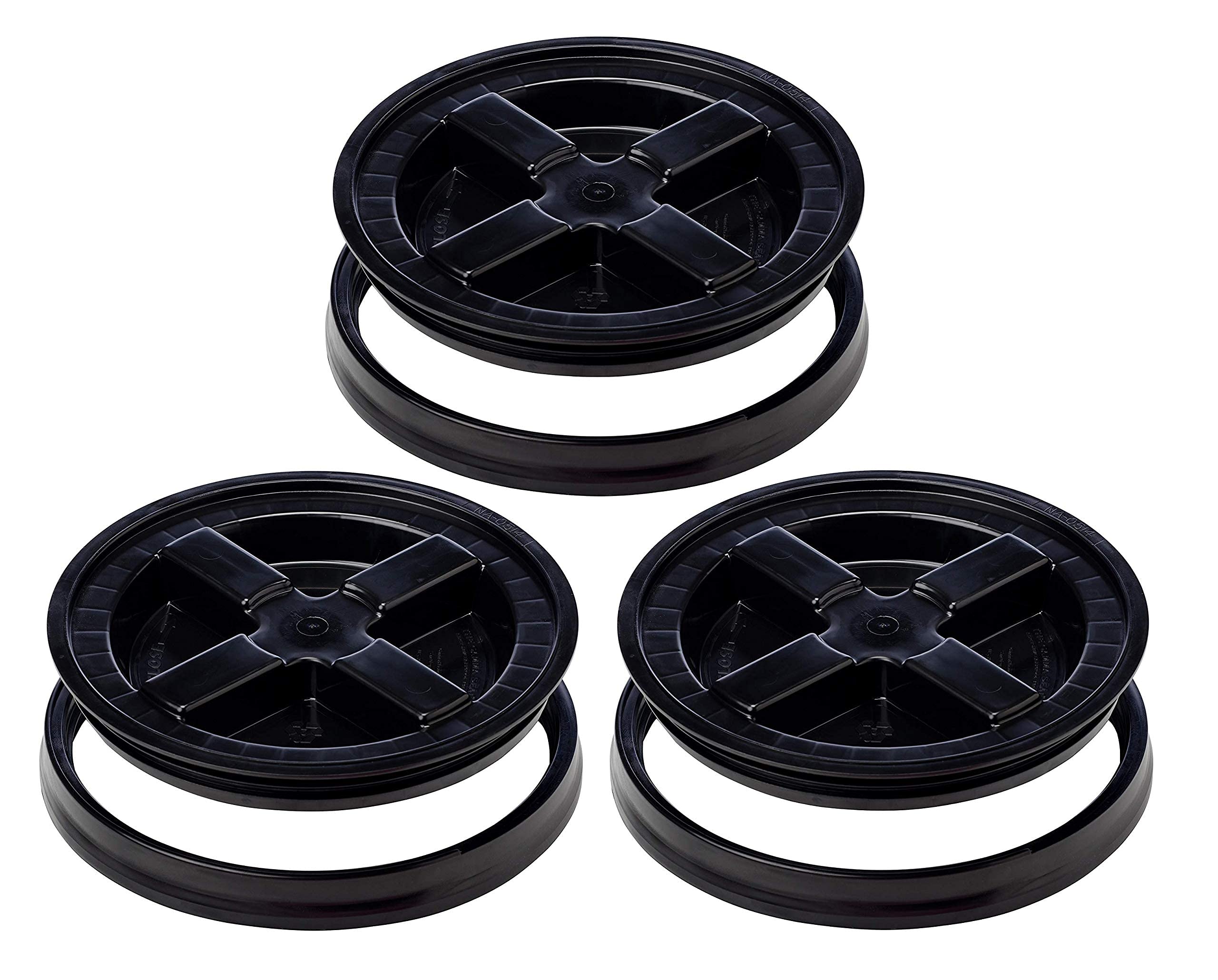 Gamma23 Pack of 5.0 Gamma Seal Lids, Black, Transforms 3.5 to 7 Gallon Bucket into Air-Tight Pet Food Storage Containers