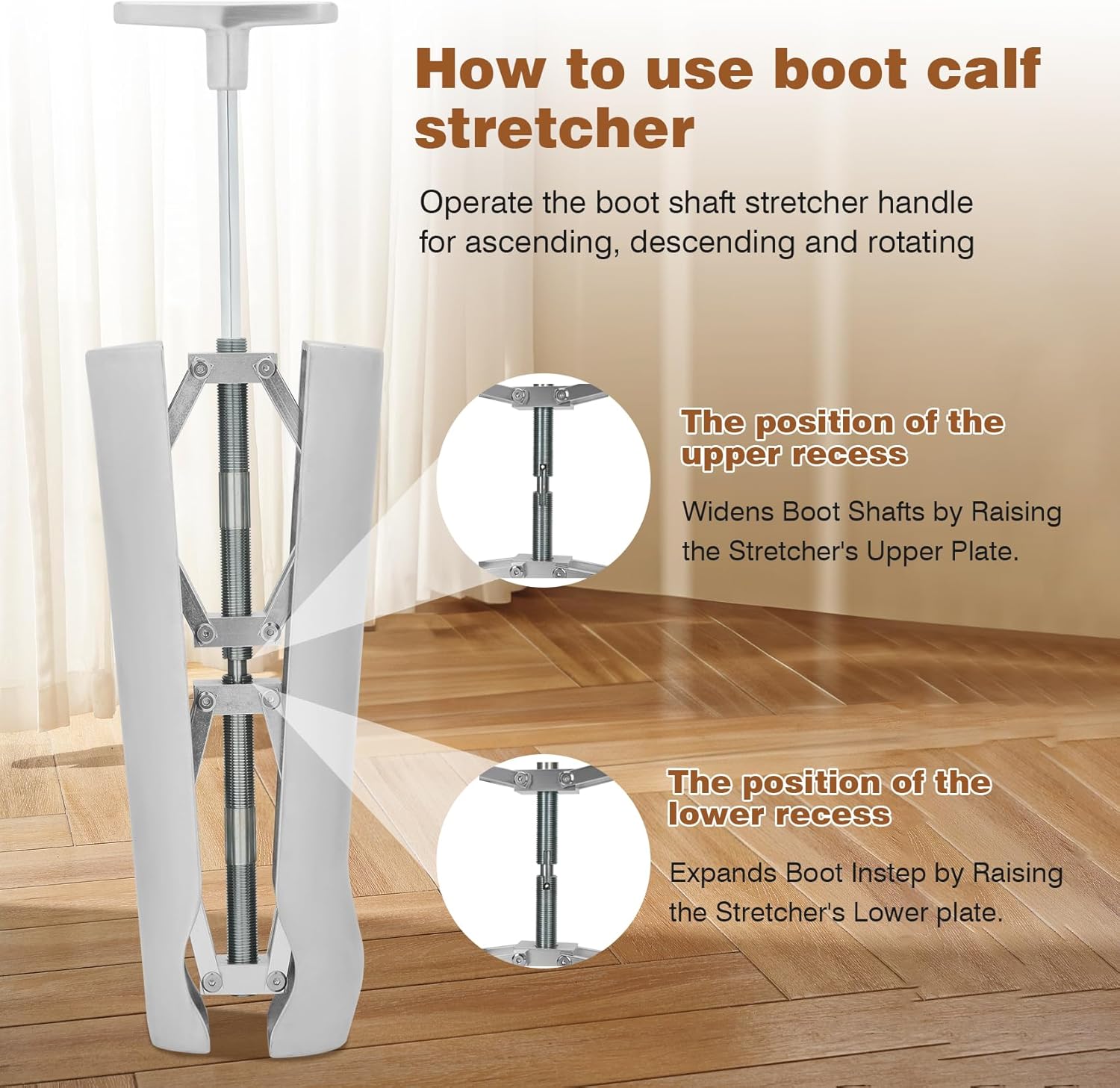 Boot Calf Stretcher,Professional Boot Shaft Stretcher– Heavy-Duty Aluminum Alloy,Ideal For Wide Calf,Leather & Cowboy Boots,Relieves Boot Tightness On Ankle & Calf
