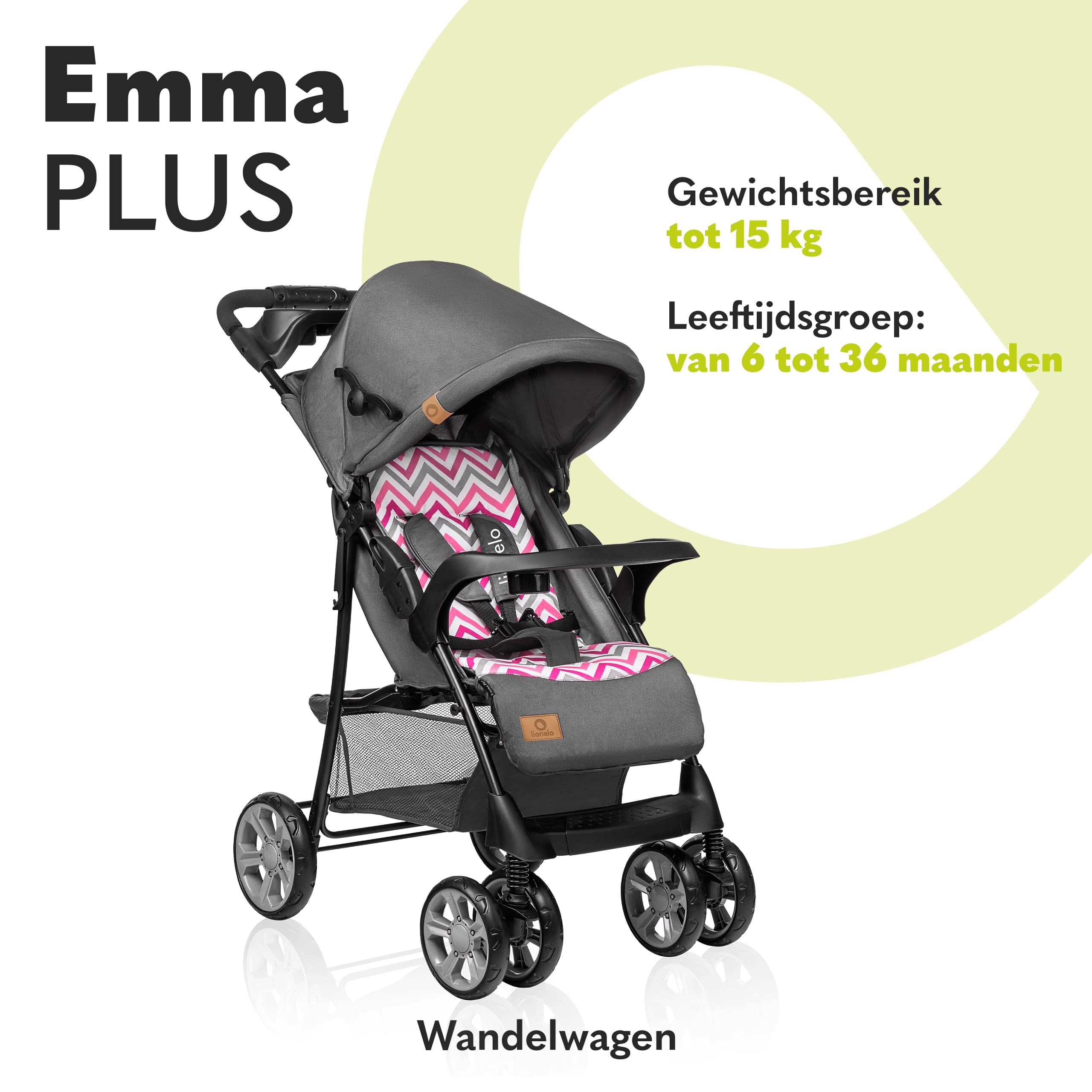 Lionelo Emma Plus Buggy En Kinderwagen - Licht En Duurzaam Verstelbare Rugleuning Tot Ligstand Xxl Luifel Met Venster Grote Mand Organizer En Tas Schokdempers 5 Punts Gordel Tot 15 Kg 4